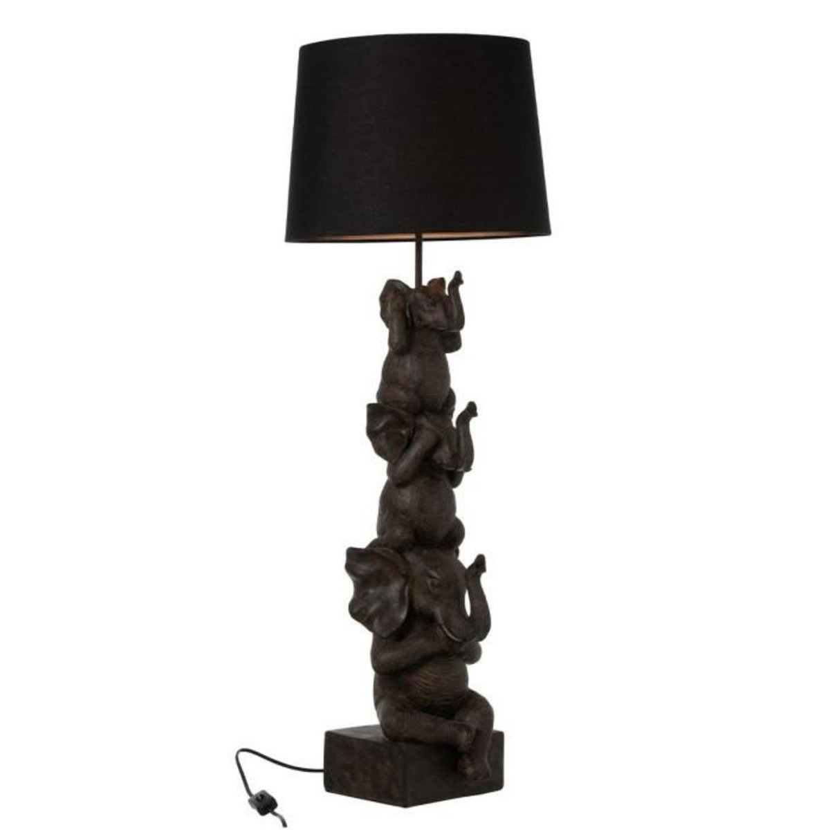 Paris Prix Lampe à Poser Déco  3 Éléphants  100cm Marron