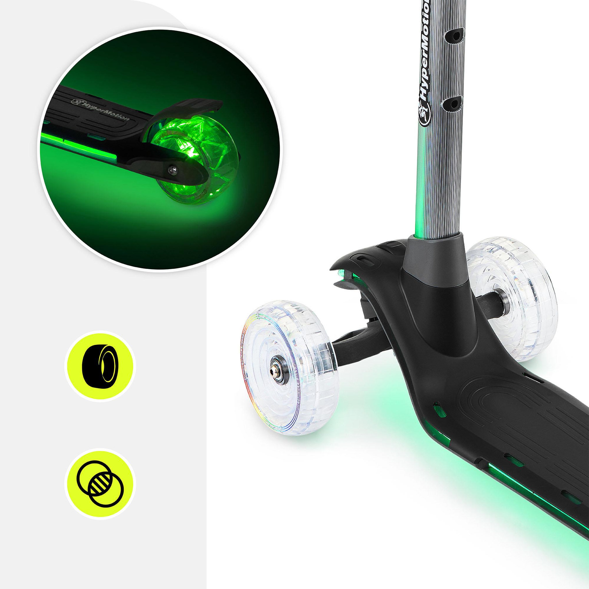 Voir la diapositive 3 : HYPERMOTION Trottinette 3 roues HyperMotion BECKY LED RGB noire pour enfants