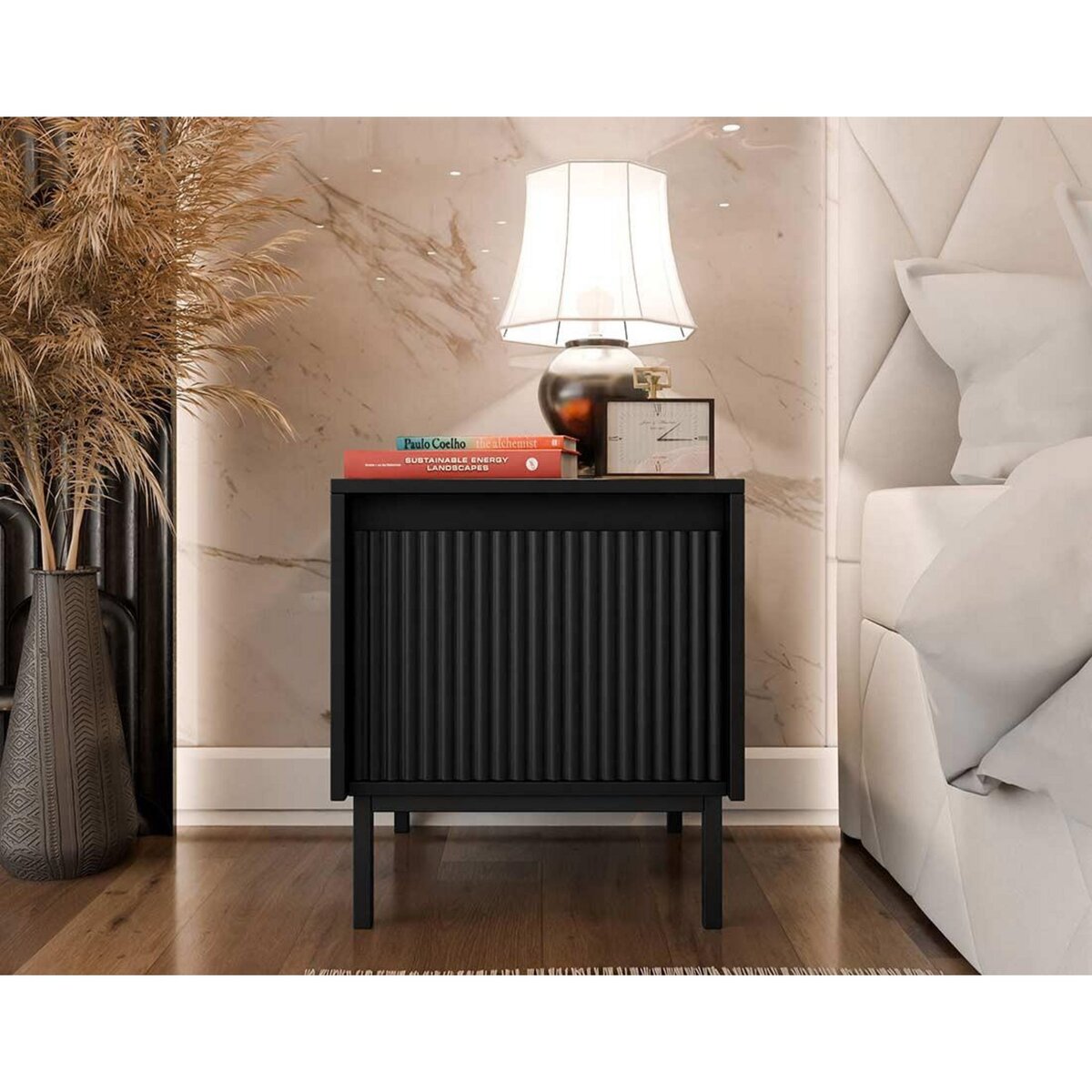 BEST MOBILIER Girona - table de chevet - noir - 45 cm