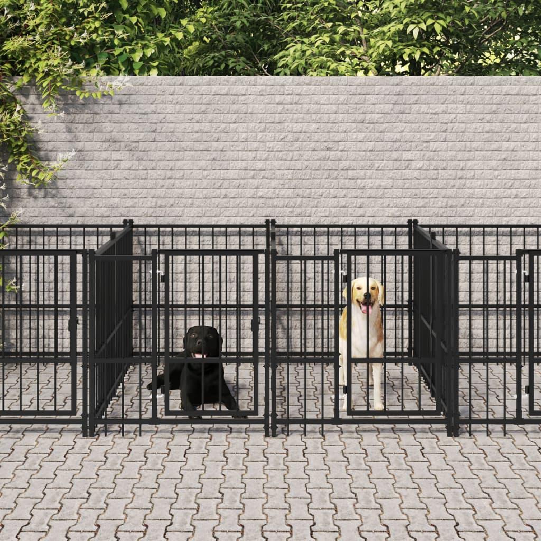VIDAXL Chenil d'exterieur pour chiens Acier 15,02 m²