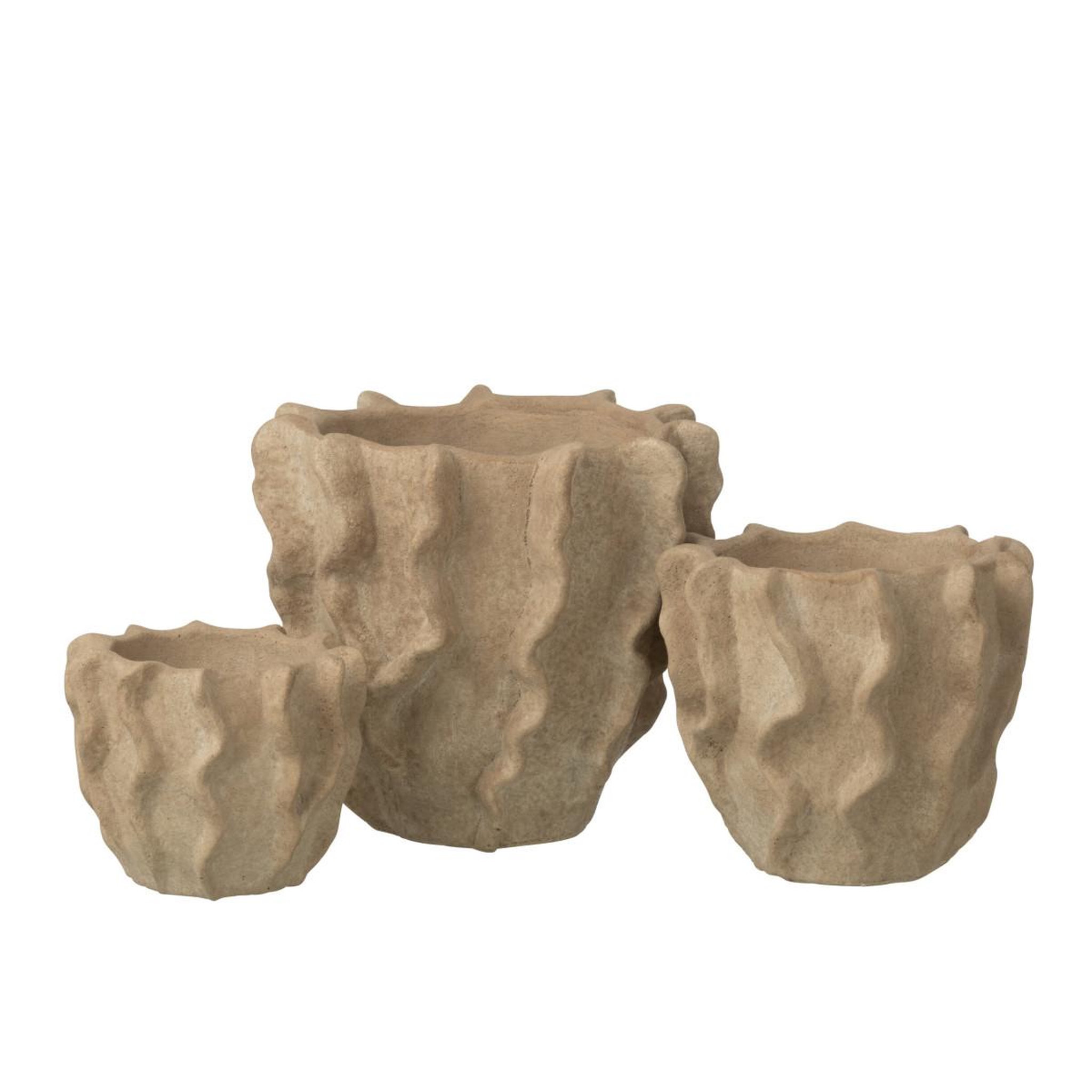 Voir la diapositive 2 : J-LINE Cache-pot déco en ciment  roca  22cm beige