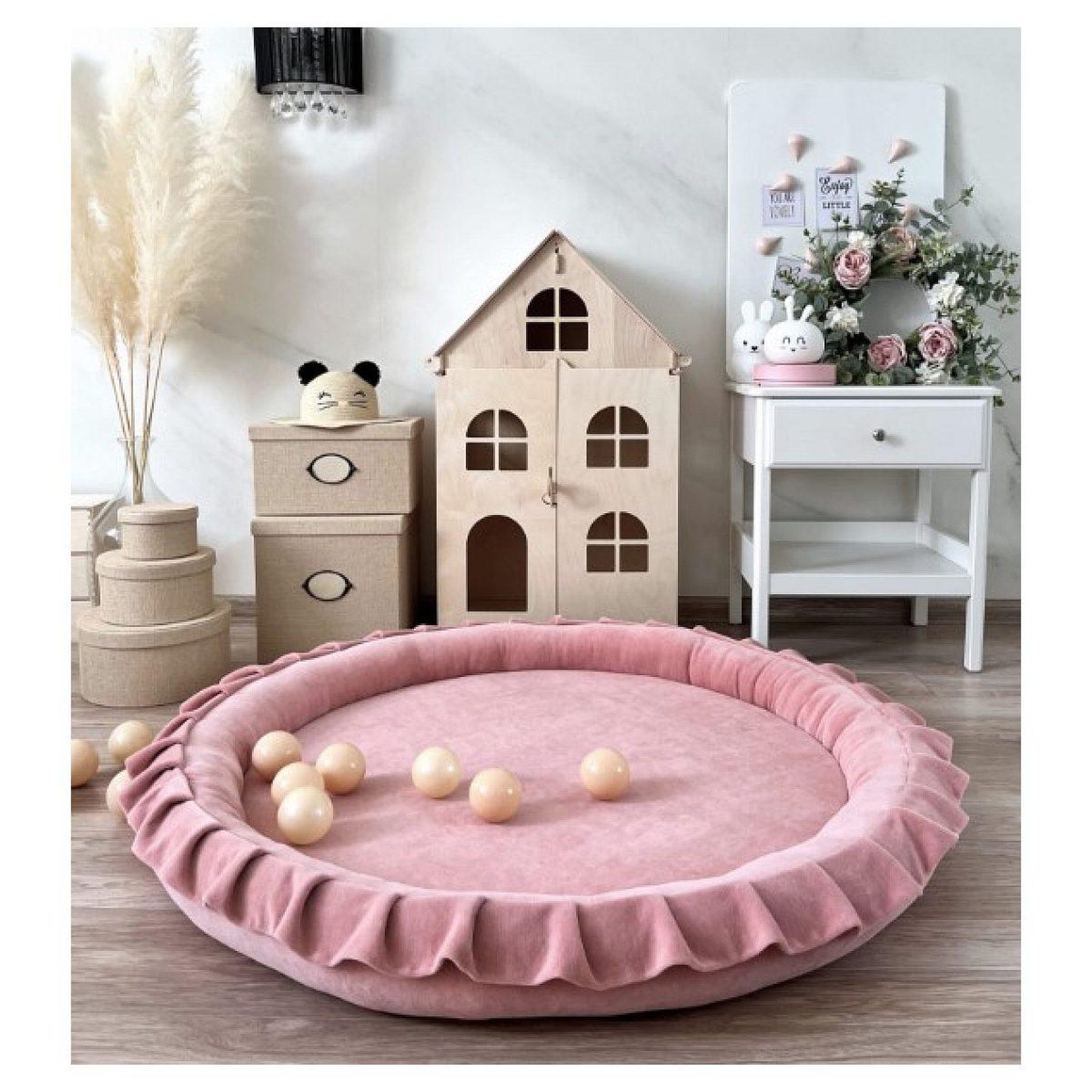 Voir la diapositive 2 : MONIO FOR KIDS Tapis de jeu nest velours rose