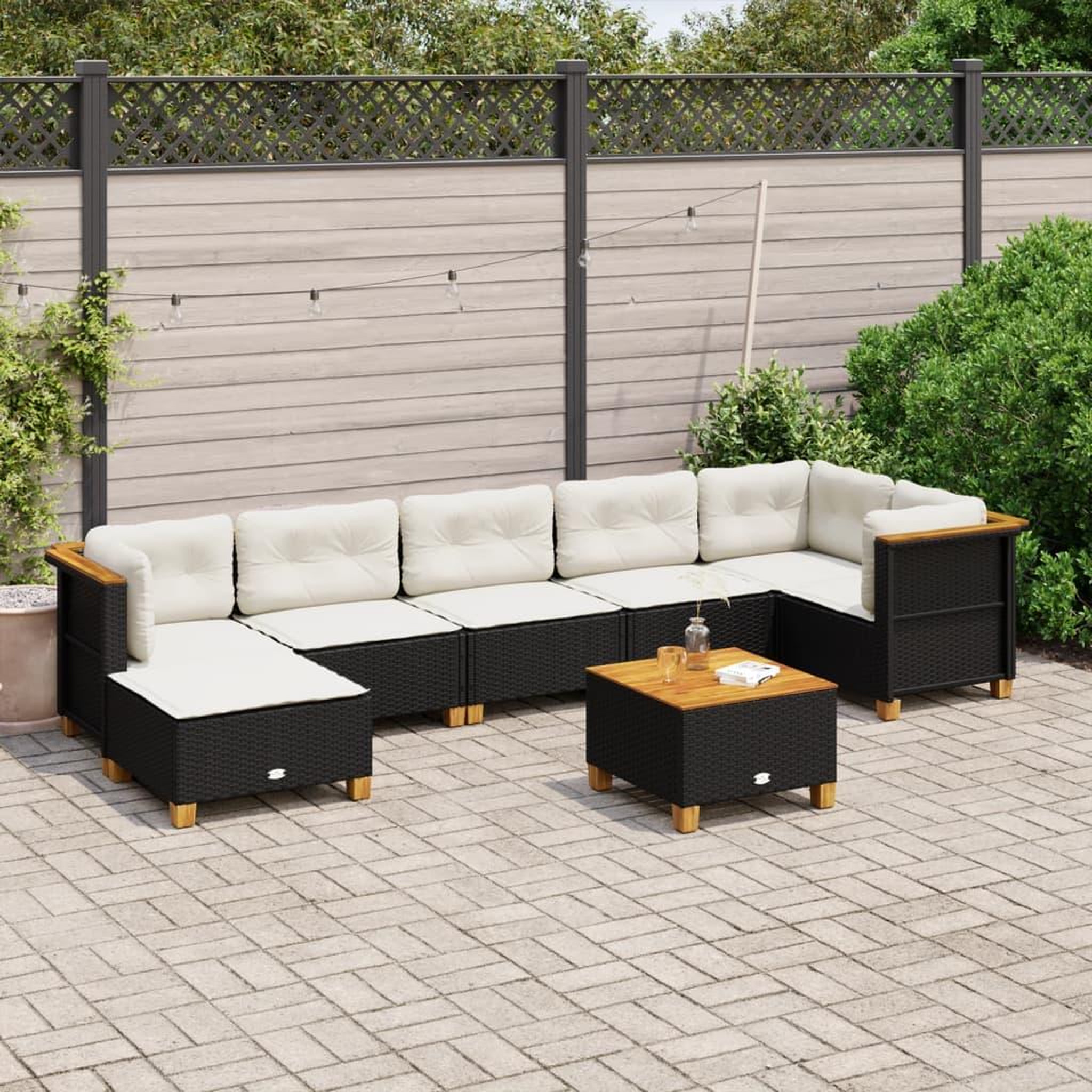 VIDAXL Salon de jardin 8 pcs avec coussins noir resine tressee