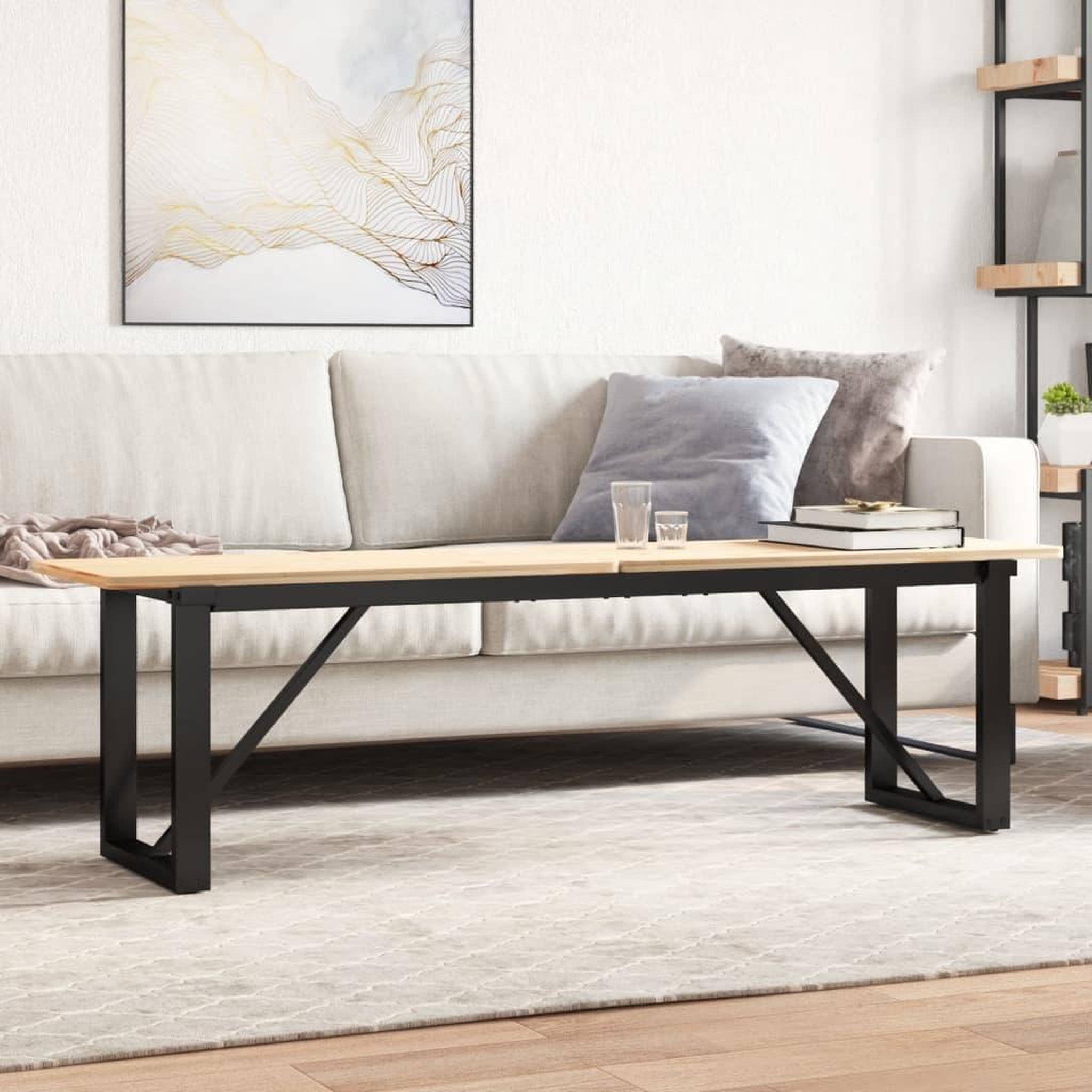 Voir la diapositive 3 : VIDAXL Pieds de table basse cadre en O 140x30x43 cm acier