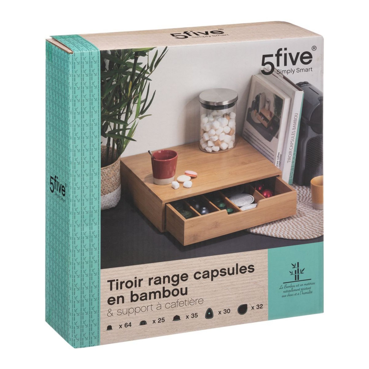 Tiroir range capsules en bambou