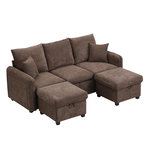 MERAX Canapé d'angle panoramique fixe. Coloris disponibles : Marron, Gris, Beige