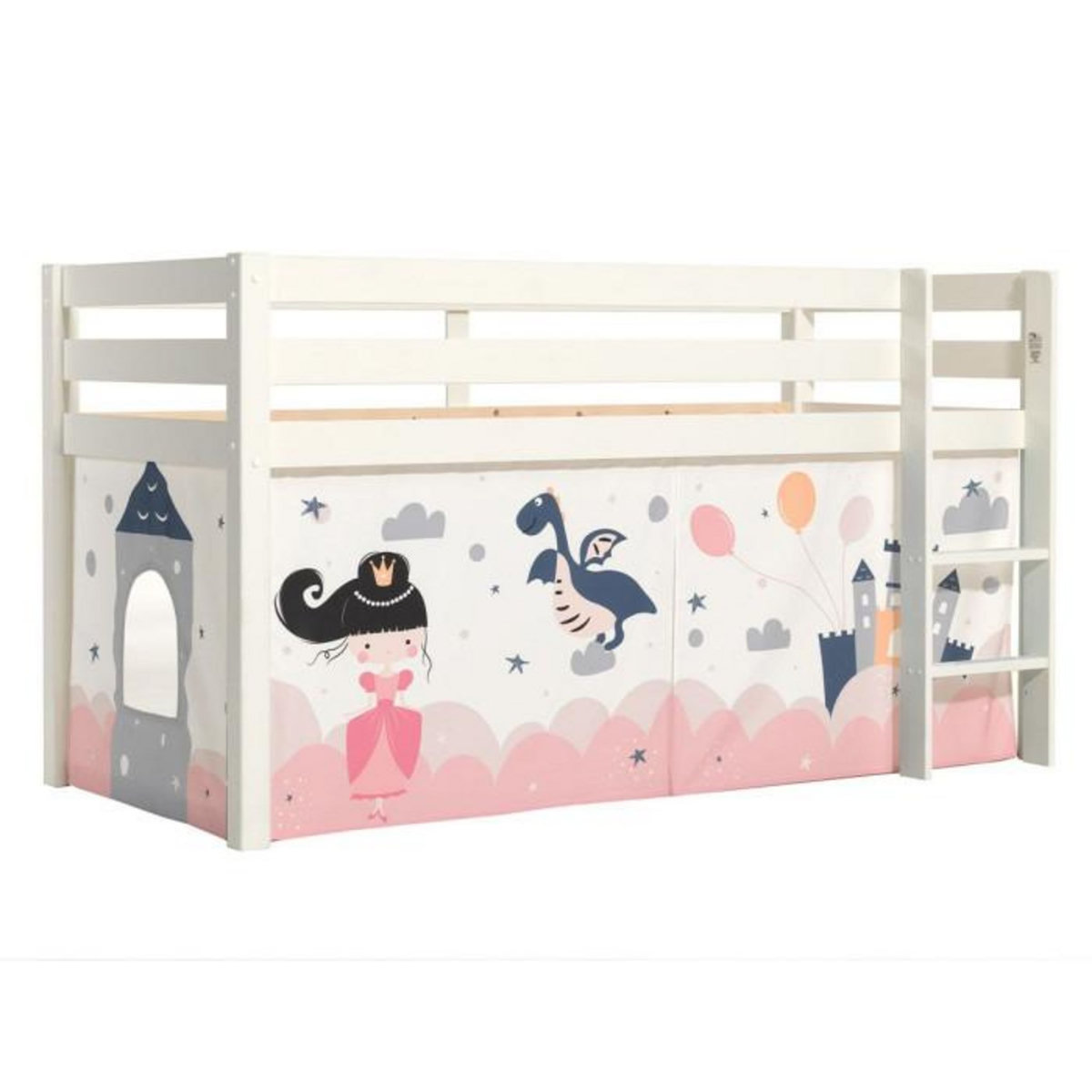 Paris Prix Lit Enfant Surélevé  Pino Princesse Sophie  Blanc