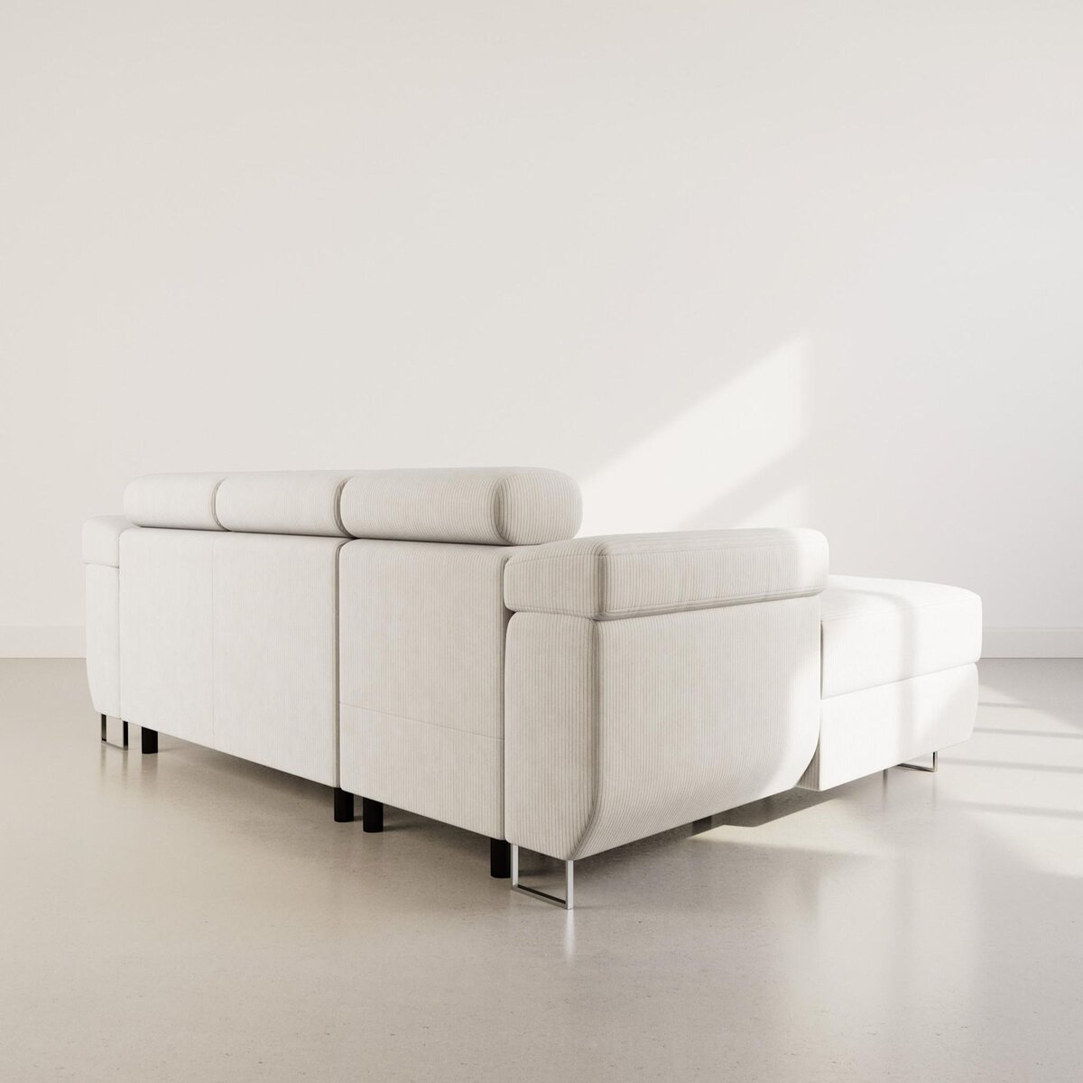 BEST MOBILIER Pablo - canapé d'angle gauche - 6 places - convertible avec coffre et têtières réglables - en velours côtelé