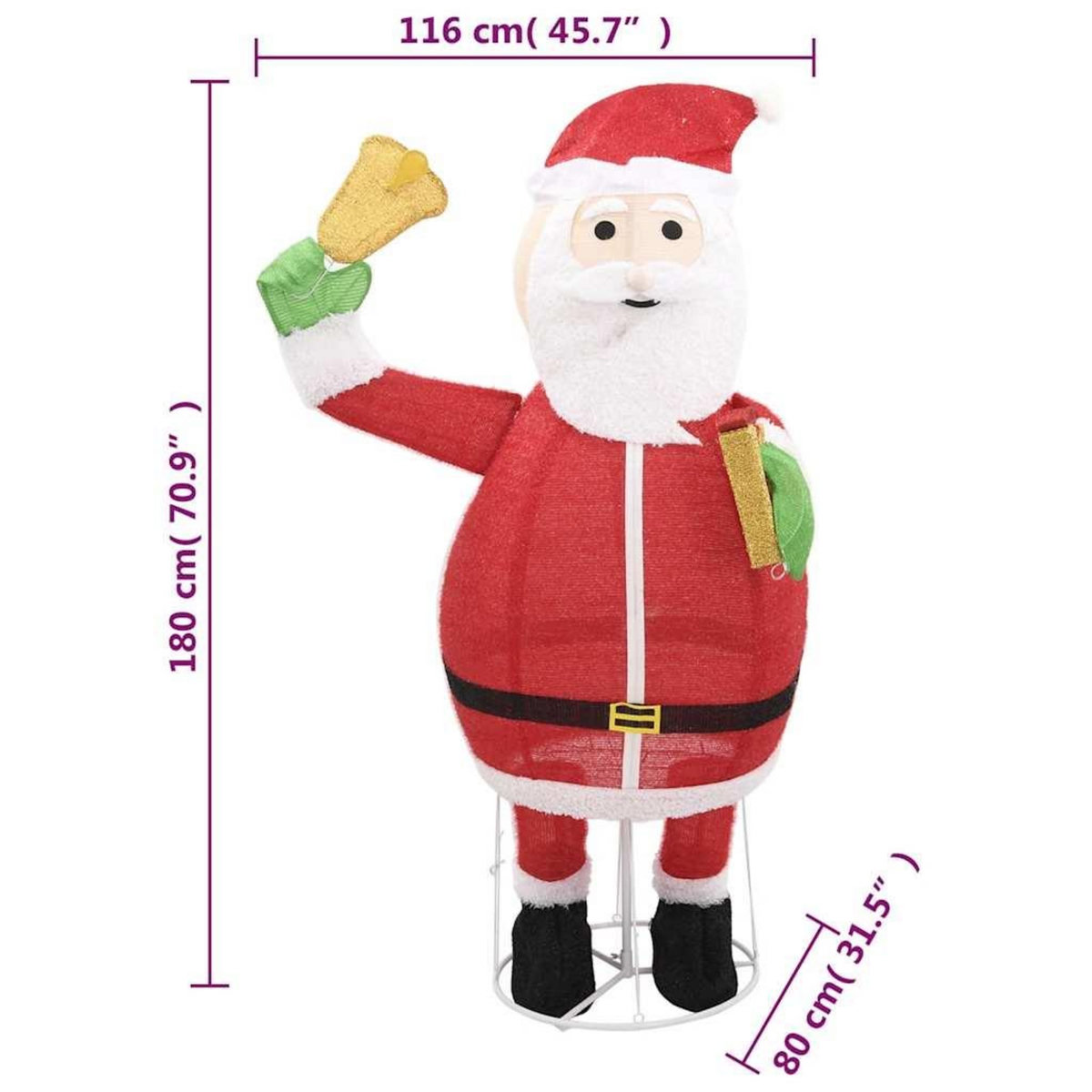 VIDAXL Decoration de Noël Figurine Pere Noël LED Tissu de luxe 180 cm