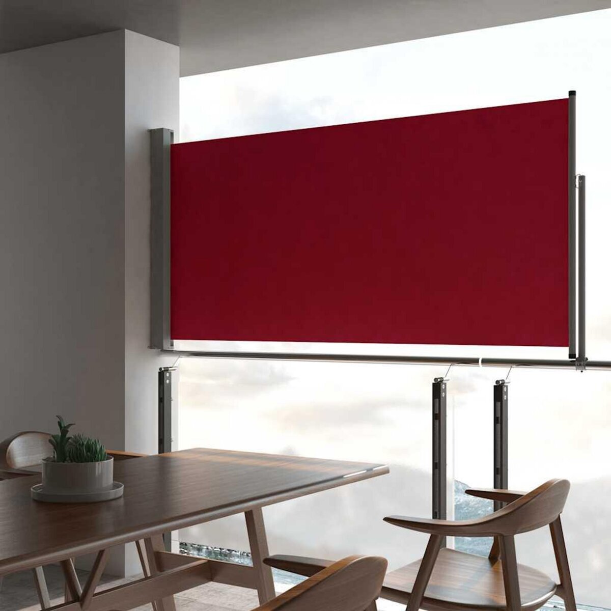 VIDAXL Auvent lateral retractable de patio 120x300 cm Rouge