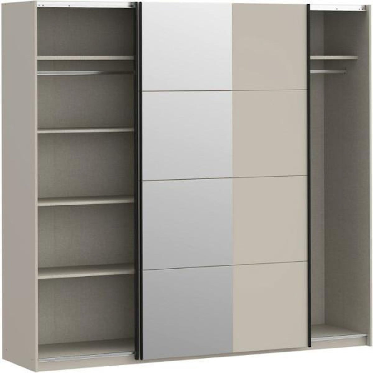 MARKET24 Armoire de chambre - Décor Sable - 2 portes coulissantes - Miroir - L220,1 x P61,2 x H210,5 cm