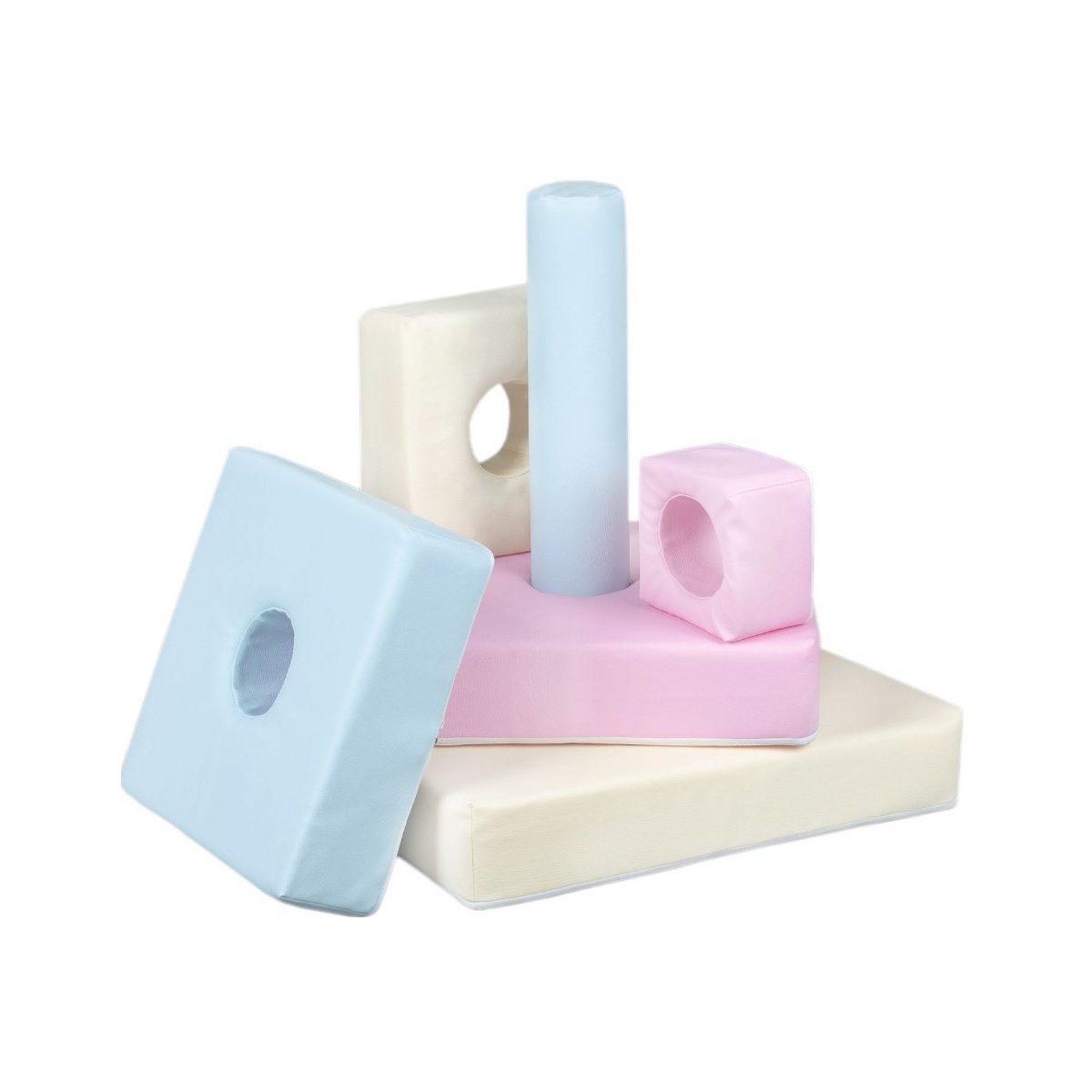 Voir la diapositive 3 : VELINDA Pyramide- lot de 6 gros blocs blanc rose pastel bleu pastel