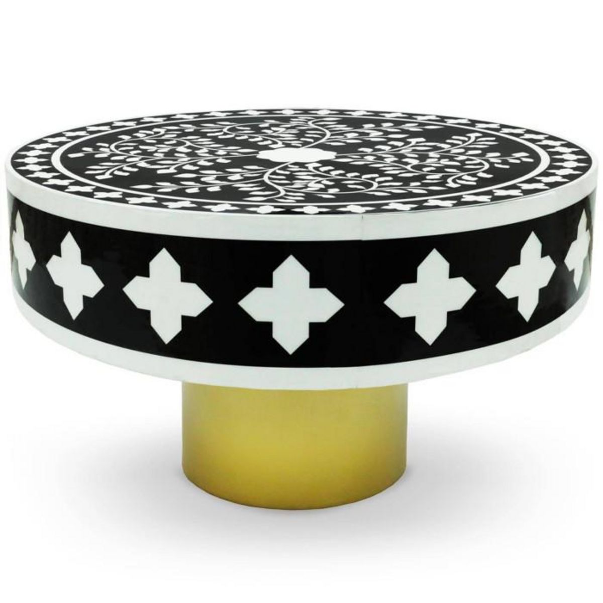 Paris Prix Table Basse Ronde  Croix  71cm Noir & Blanc