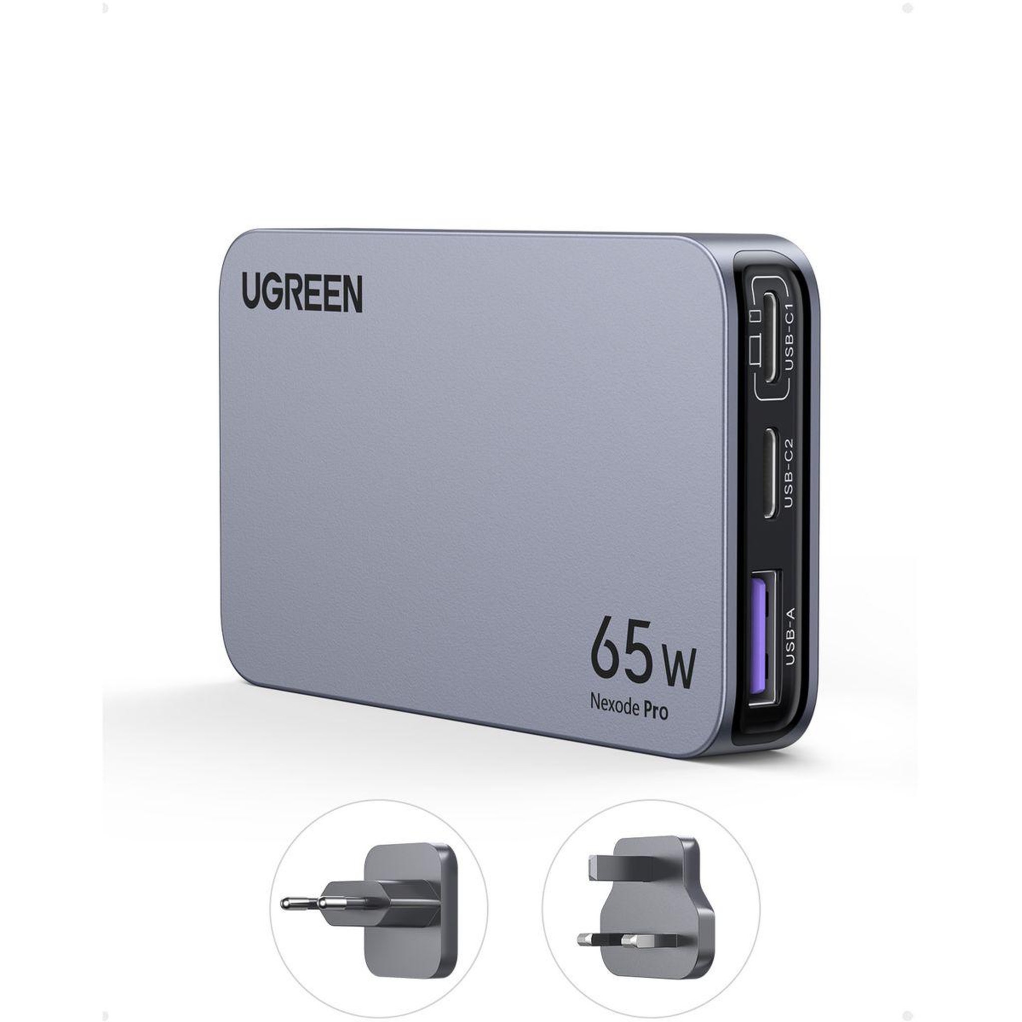Voir la diapositive 3 : UGREEN Adaptateur de voyage Chargeur secteur mini 65W Gris clair