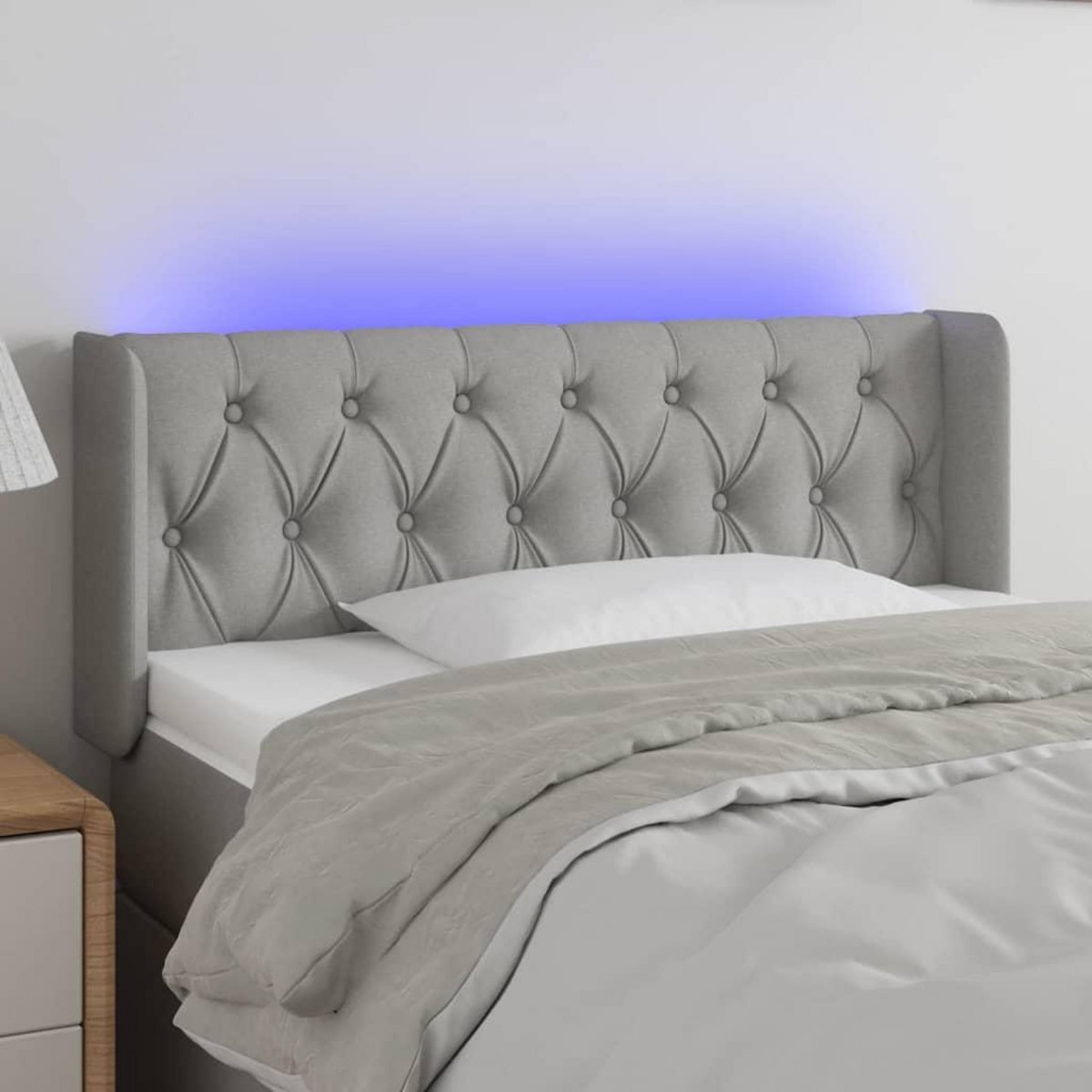 VIDAXL Tete de lit a LED Gris clair 93x16x78/88 cm Tissu