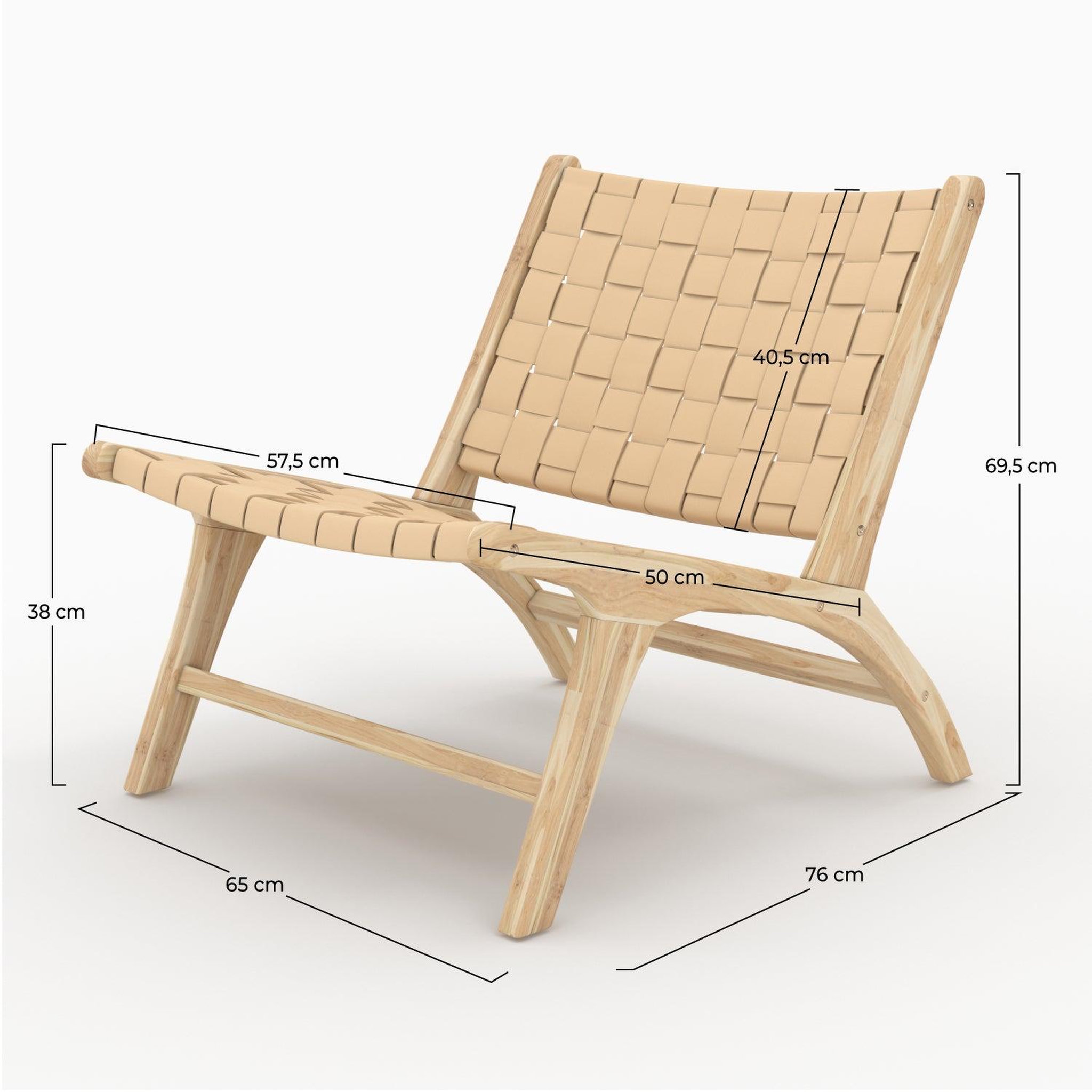 Voir la diapositive 4 : MAISON PAVANE Fauteuil en teck et cuir tressé beige-kuna
