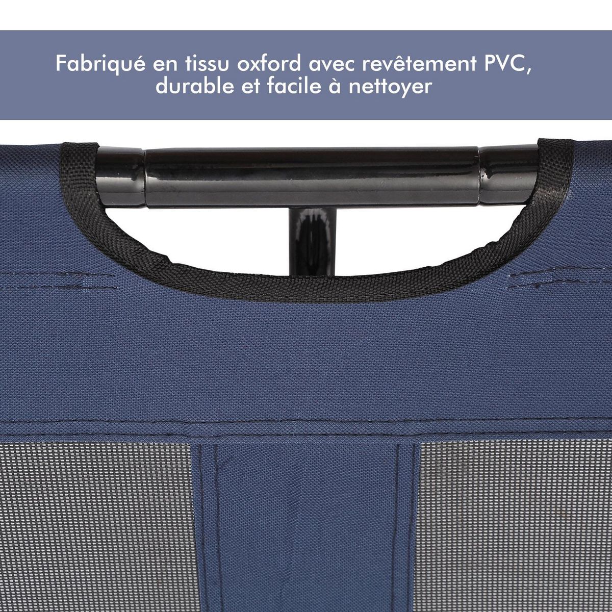 PAWHUT Lit sur pieds XXL pour chien chat lit de camp animal lit surélevé tissu oxford textilène micro-perforé 92L x 76l x 18H cm bleu marine