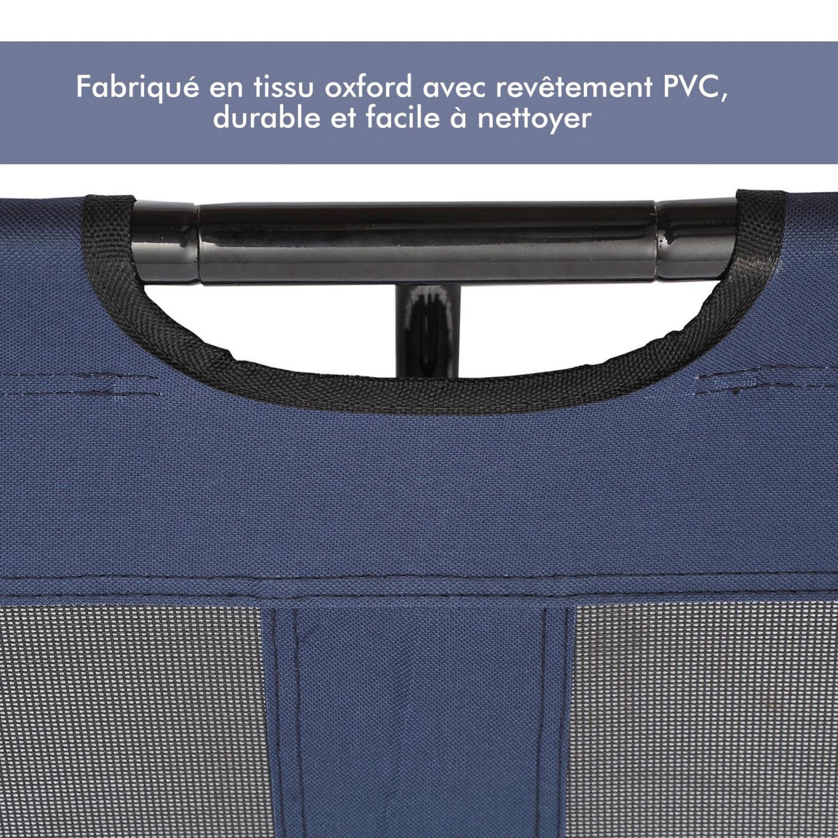 PAWHUT Lit sur pieds XXL pour chien chat lit de camp animal lit surélevé tissu oxford textilène micro-perforé 92L x 76l x 18H cm bleu marine