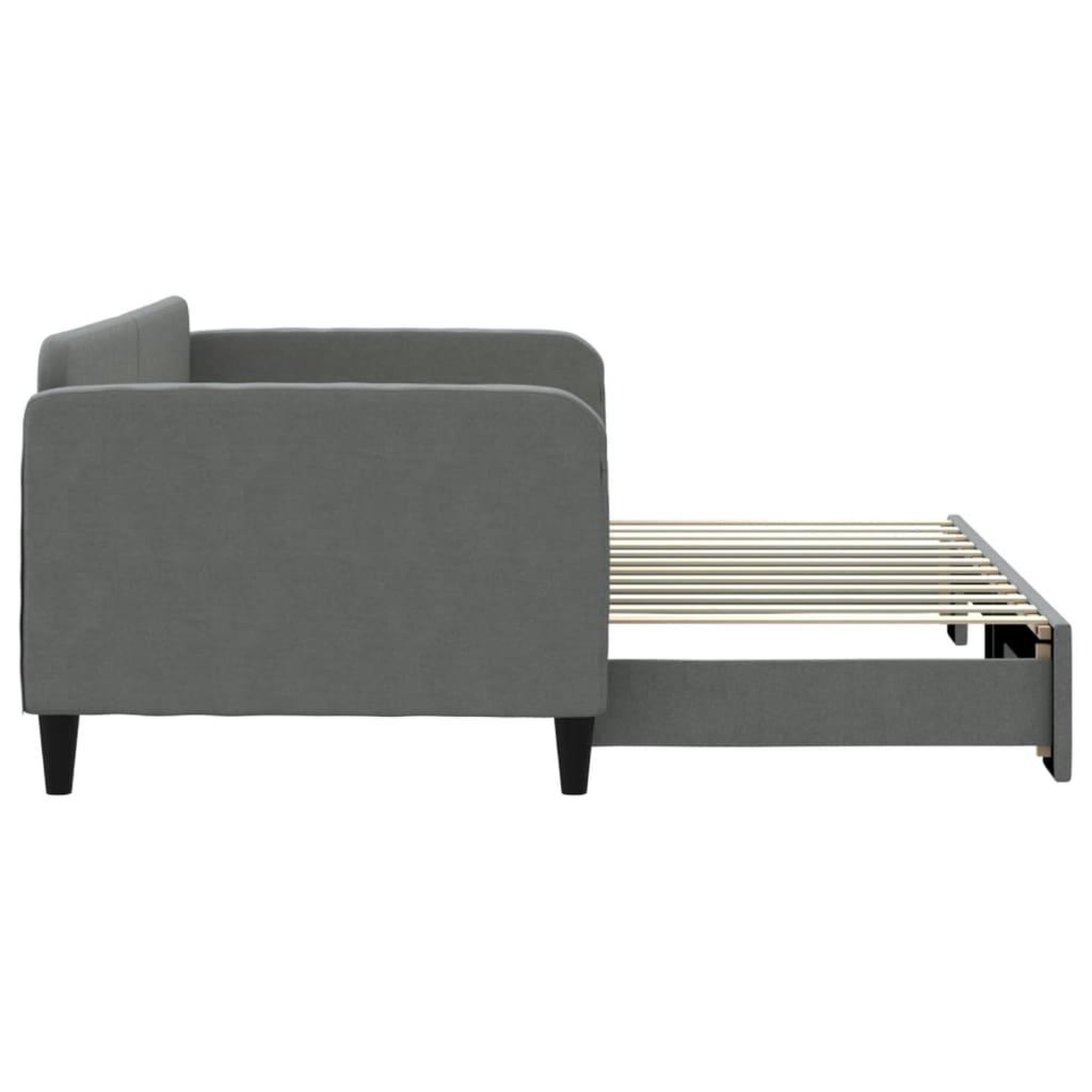 Voir la diapositive 4 : VIDAXL Lit de jour avec gigogne sans matelas gris fonce 90x200 cm