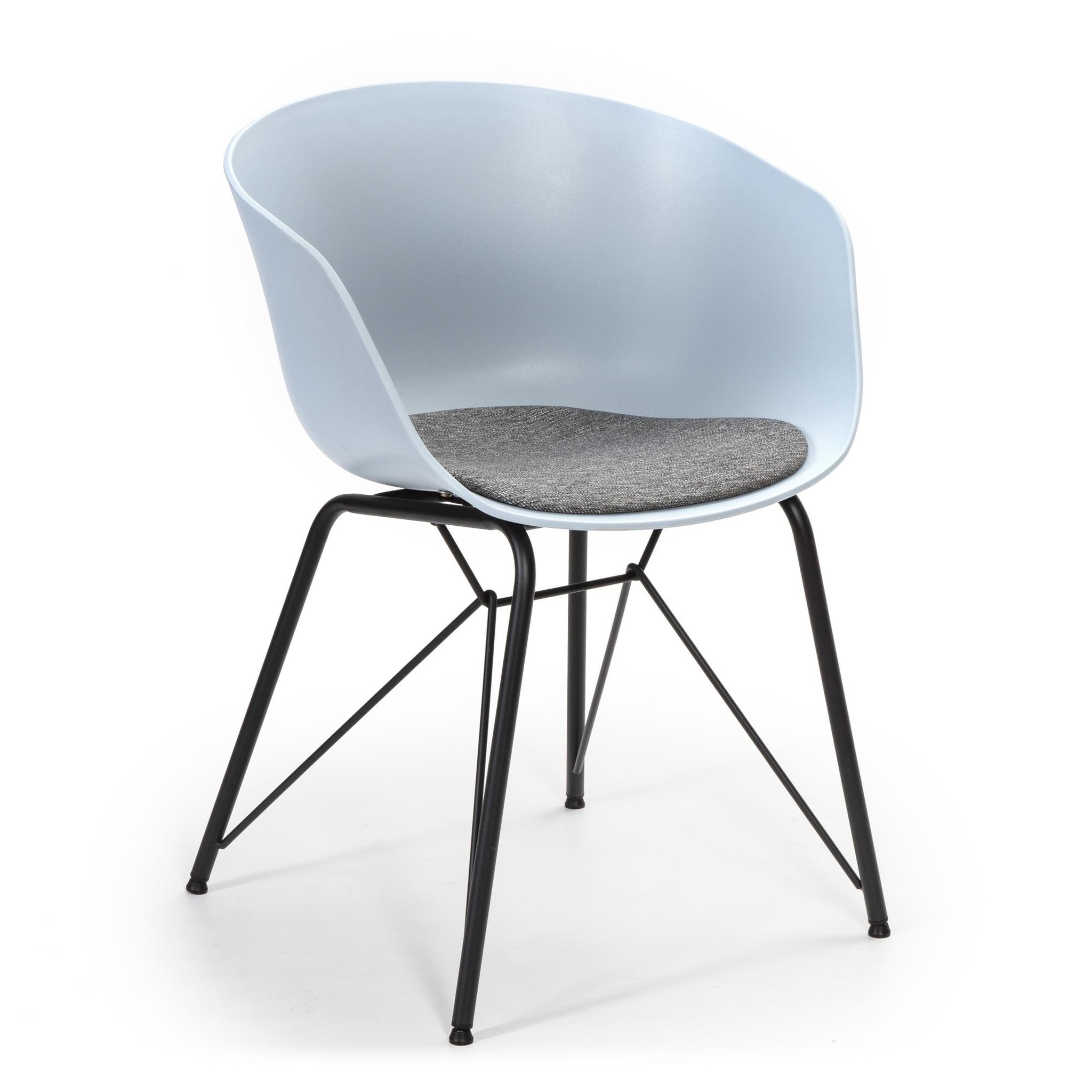VS VENTA-STOCK Fauteuil pour Salle à Manger Alba Couleur Bleu, Assise rembourrée