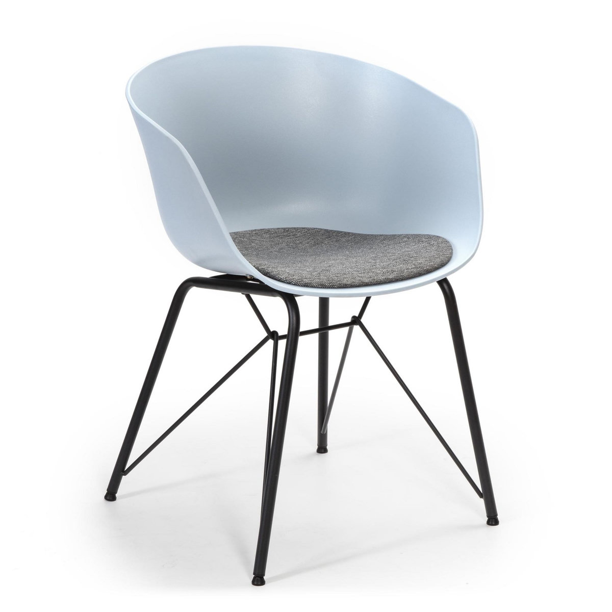 VS VENTA-STOCK Fauteuil pour Salle à Manger Alba Couleur Bleu, Assise rembourrée