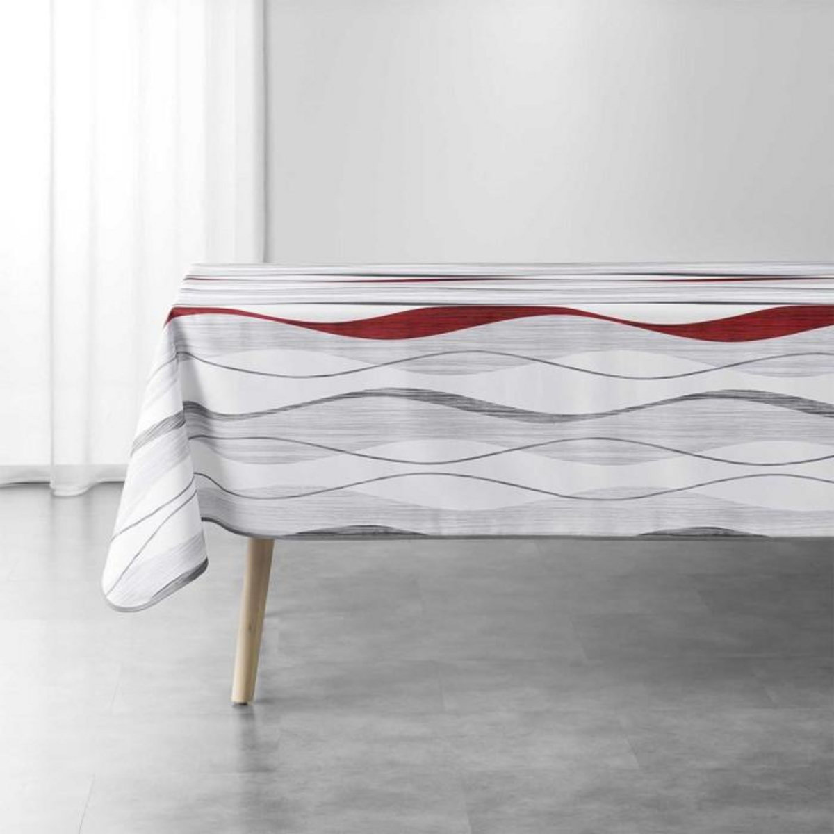 Paris Prix Nappe Imprimée  Ondulys  150x240cm Rouge
