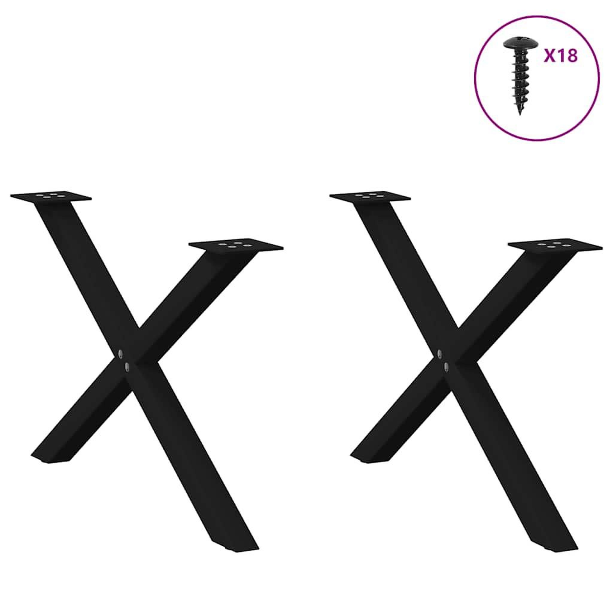 Voir la diapositive 3 : VIDAXL Pieds de table basse forme de X 2 pcs noir 70x(42-43) cm acier