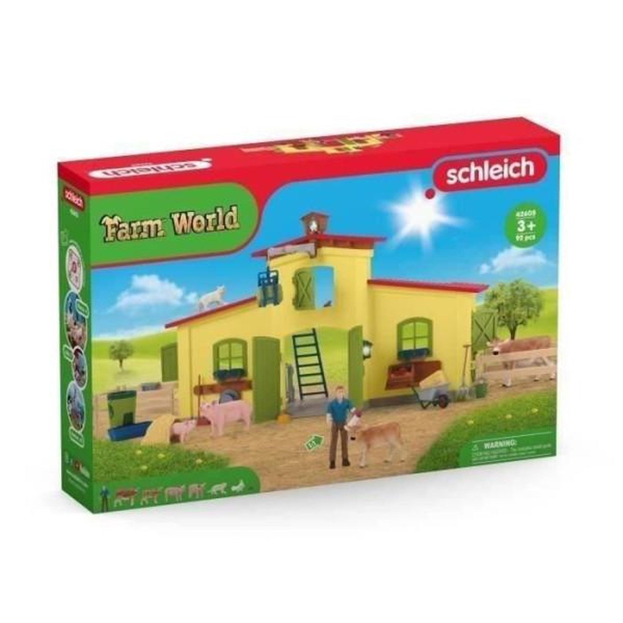 Voir la diapositive 3 : Schleich Ensemble de figurines animaux de la ferme avec accessoires - coffret ferme éducative de 92 pieces avec vache, cheval, cochon et