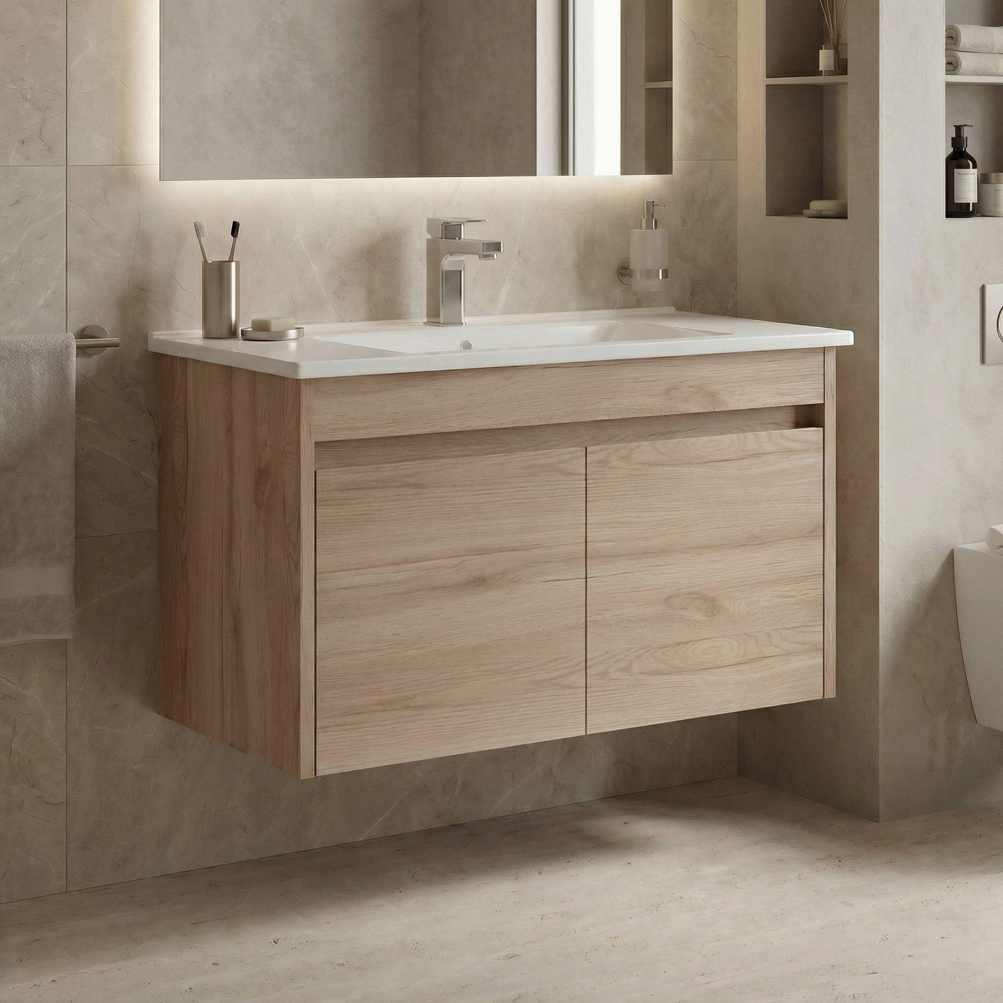 Voir la diapositive 2 : Habitat et Jardin Meuble Vasque  Side 85 v2  - 85 x 45 x 52 cm - Oak