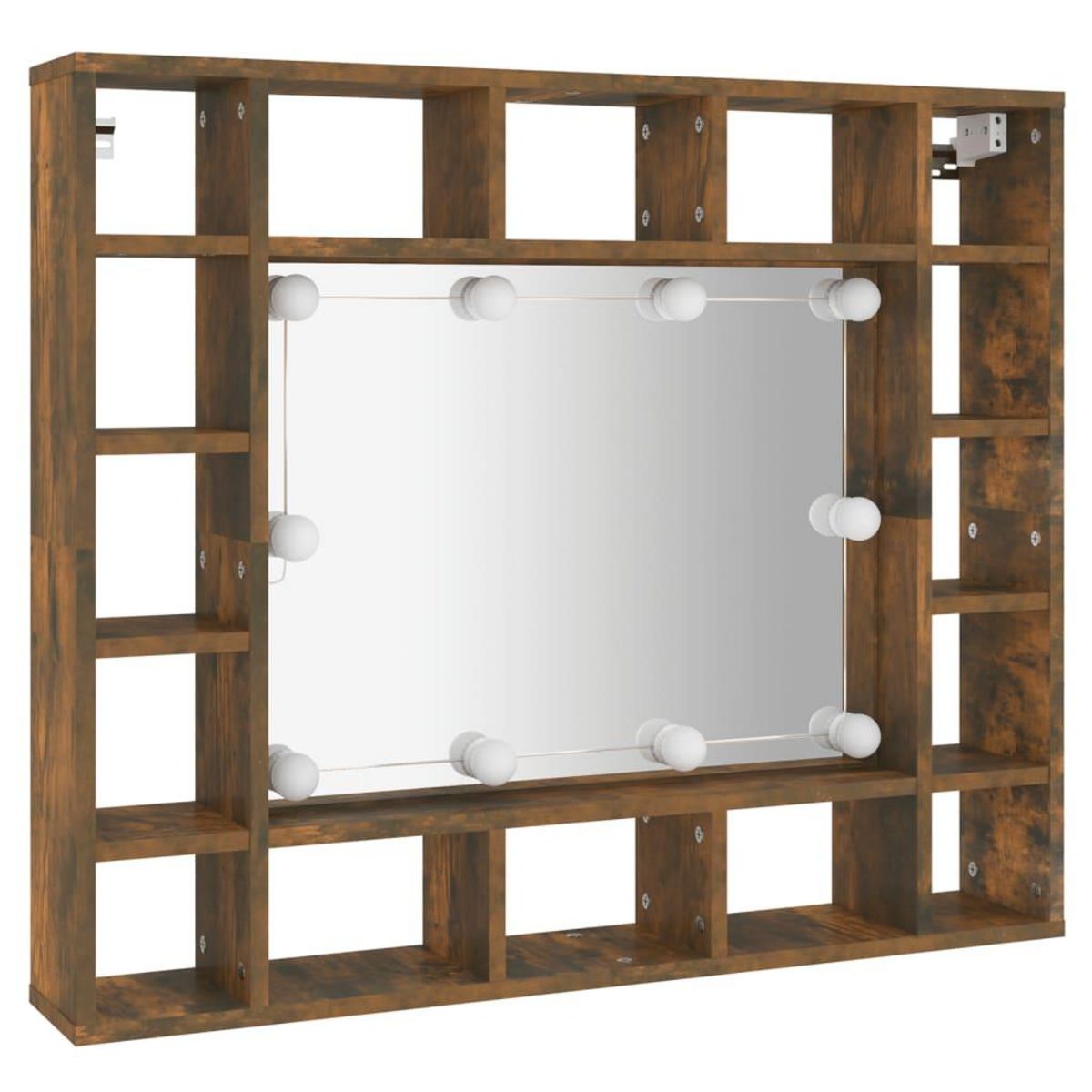 VIDAXL Armoire a miroir avec LED Chene fume 91x15x76,5 cm