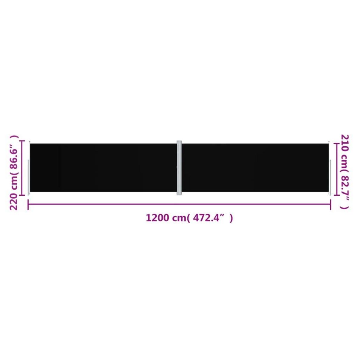 VIDAXL Auvent lateral retractable Noir 220x1200 cm