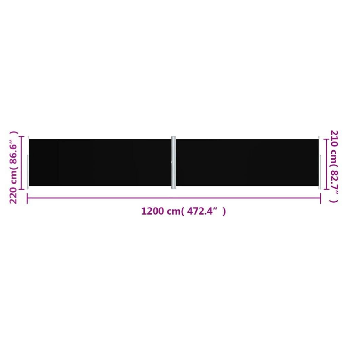 VIDAXL Auvent lateral retractable Noir 220x1200 cm