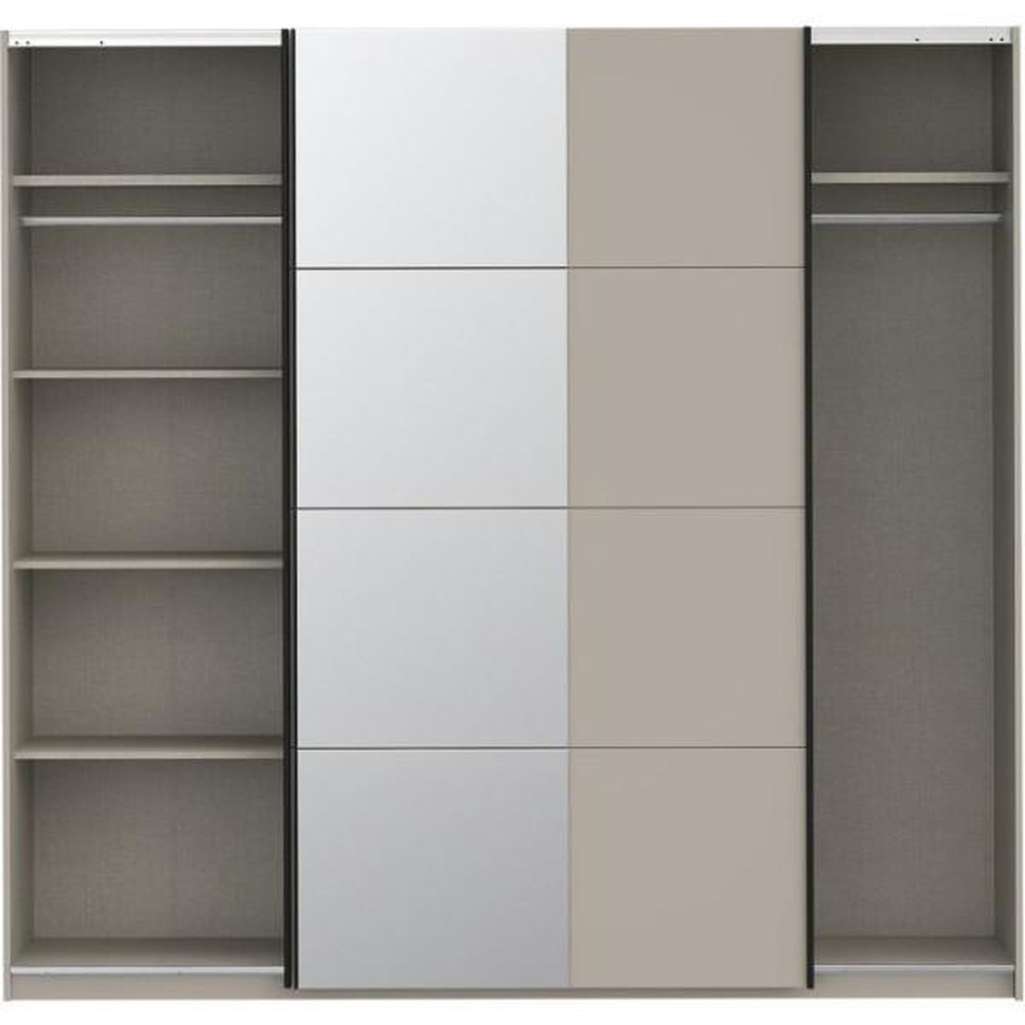 Voir la diapositive 5 : MARKET24 Armoire de chambre - Décor Sable - 2 portes coulissantes - Miroir - L220,1 x P61,2 x H210,5 cm
