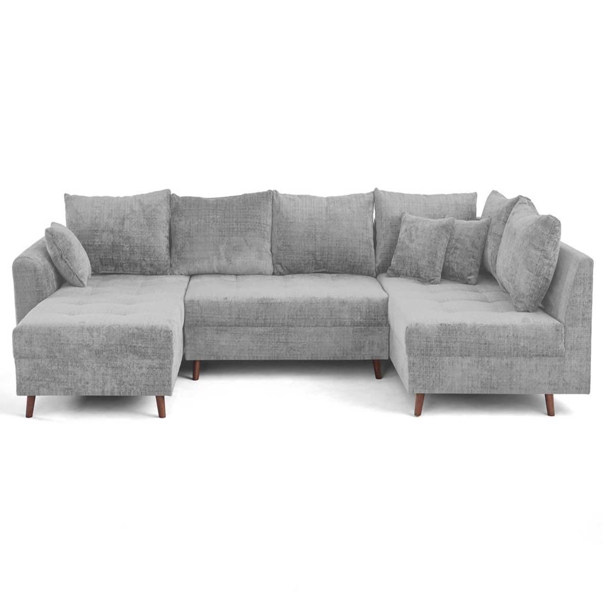 Voir la diapositive 1 : BEST MOBILIER Rune - canapé panoramique d'angle droit 7 places en velours texturé