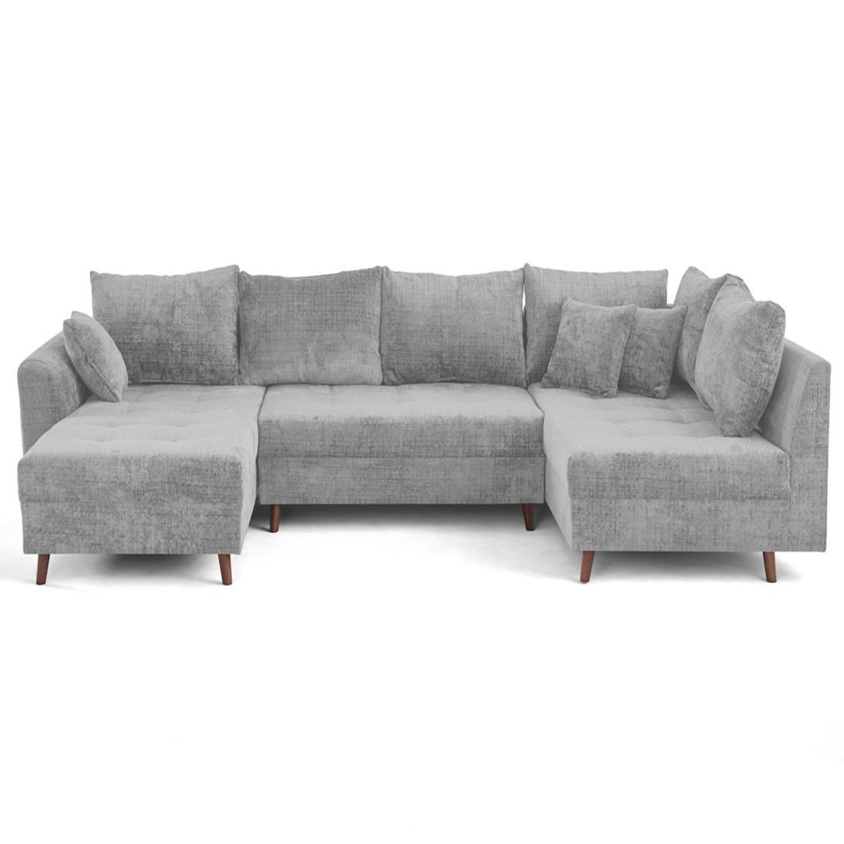 LISA DESIGN Rune - canapé panoramique d'angle droit 7 places en velours texturé