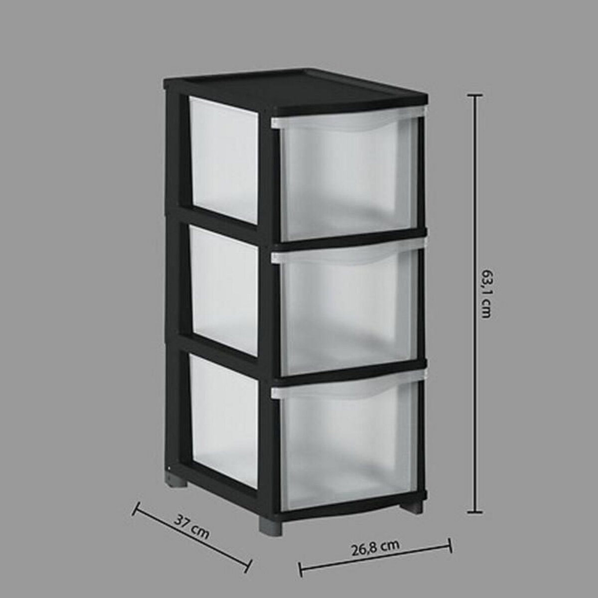 FIVE Tour de Rangement 3 Tiroirs  Tom  63cm Noir