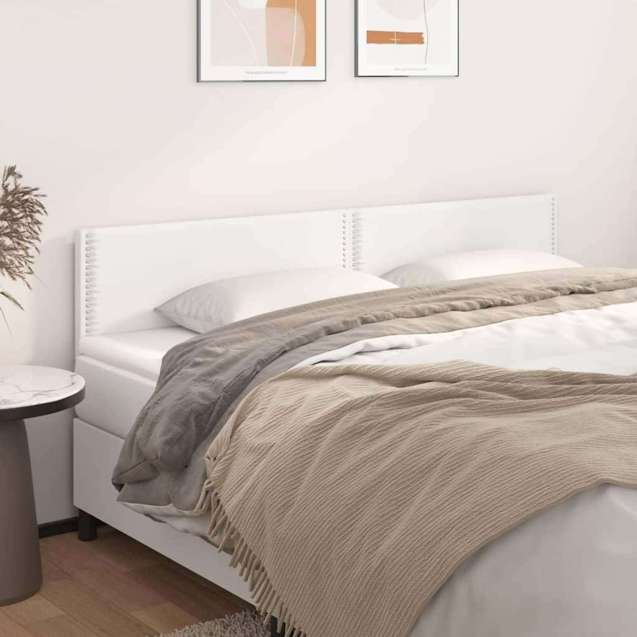 Voir la diapositive 1 : VIDAXL Tetes de lit 2 pcs Blanc 100x5x78/88 cm Similicuir