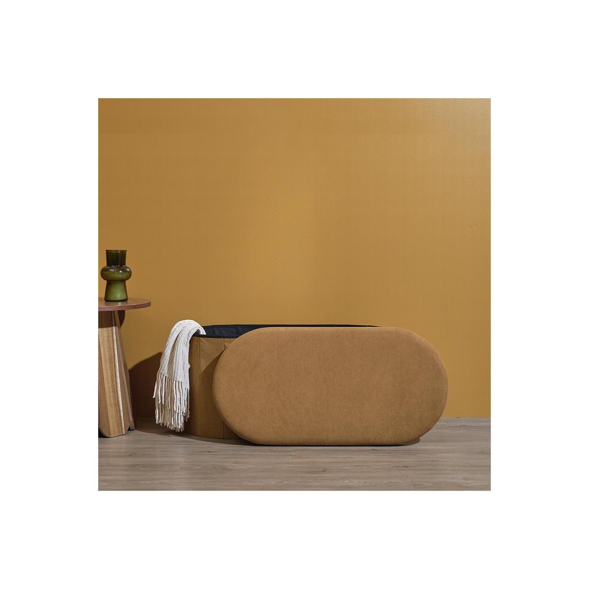 Voir la diapositive 6 : The Home Deco Factory Banc coffre pliable côtelé  jules  76cm jaune