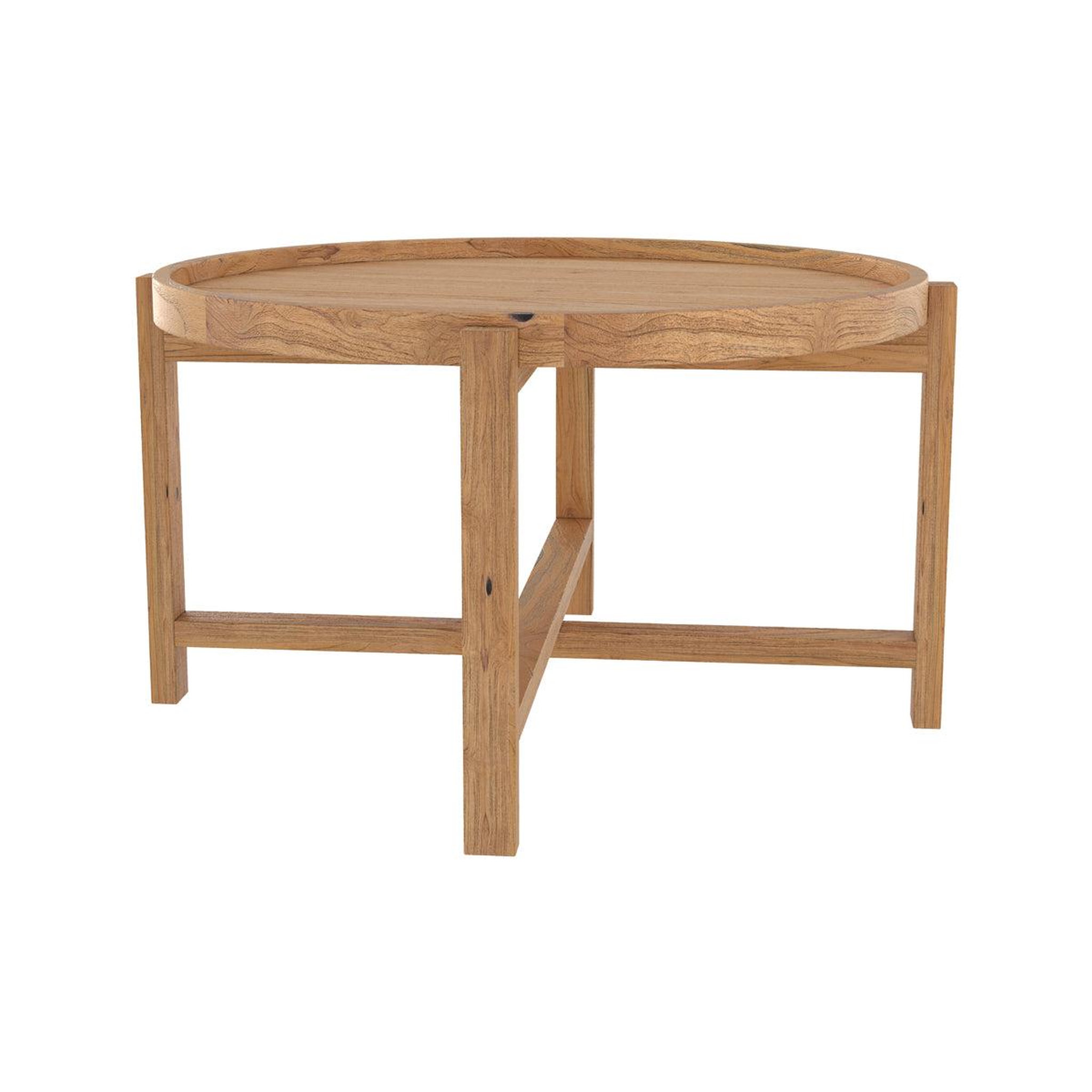 MAISON PAVANE Table basse ronde en bois de teck recyclé d70 cm-kouma