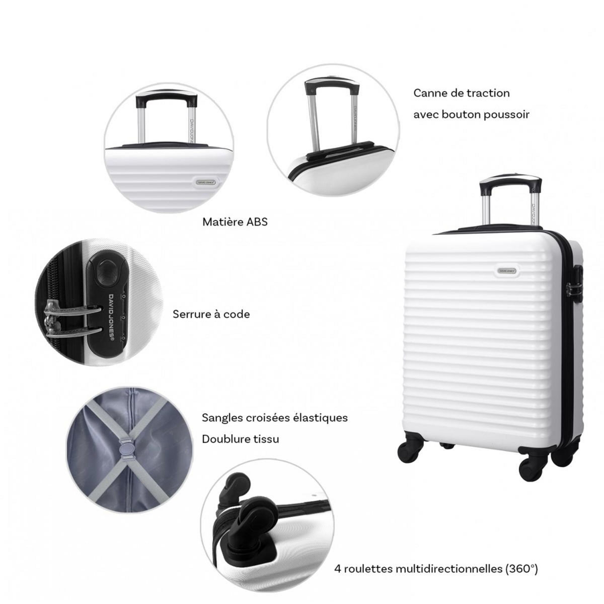 David Jones Lot 3 valises rigides dont 1 valise cabine