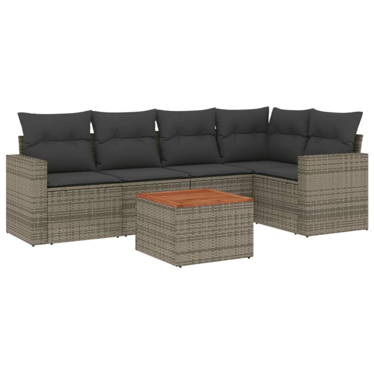 VIDAXL Salon de jardin 6 pcs avec coussins gris resine tressee