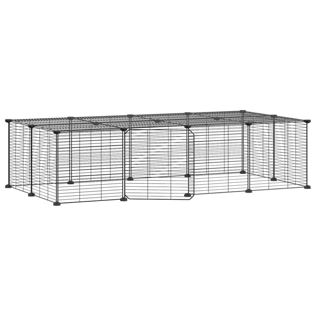 VIDAXL Cage animaux de compagnie a 20 panneaux et porte Noir 35x35 cm