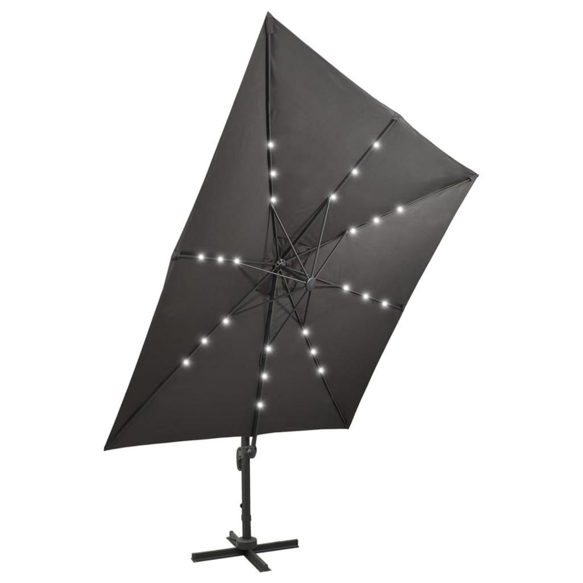 VIDAXL Parasol de jardin en porte-a-faux avec mat et lumieres LED