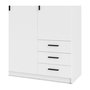 Voir la diapositive 5 : TVILUM Armoire VEGA - Décor Blanc mat - 3 portes + 3 tiroirs - L 147 x P 49,6 x H 200,4 cm - TVILUM