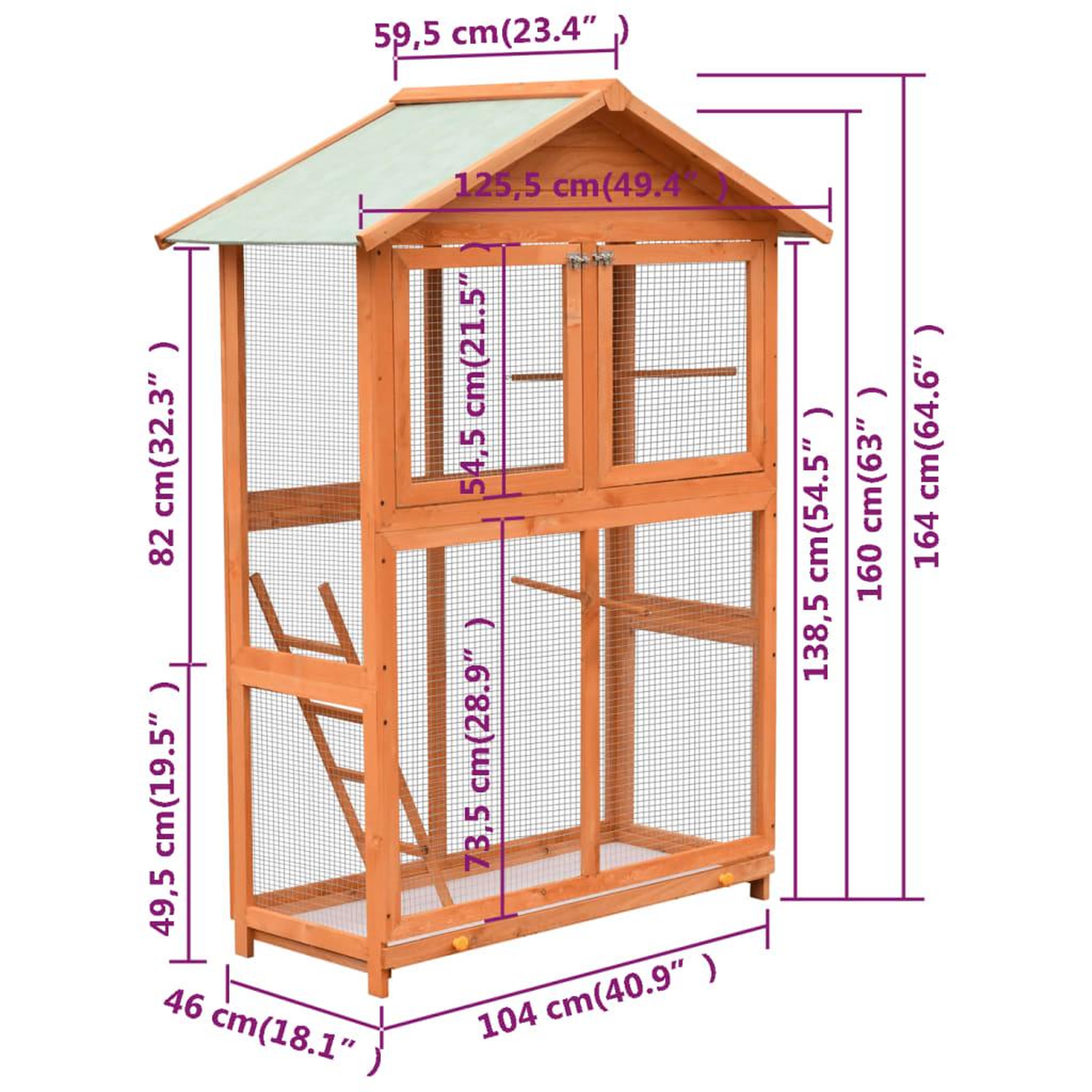 Voir la diapositive 6 : VIDAXL Cage a oiseaux Pin massif et bois de sapin 125,5x59,5x164 cm