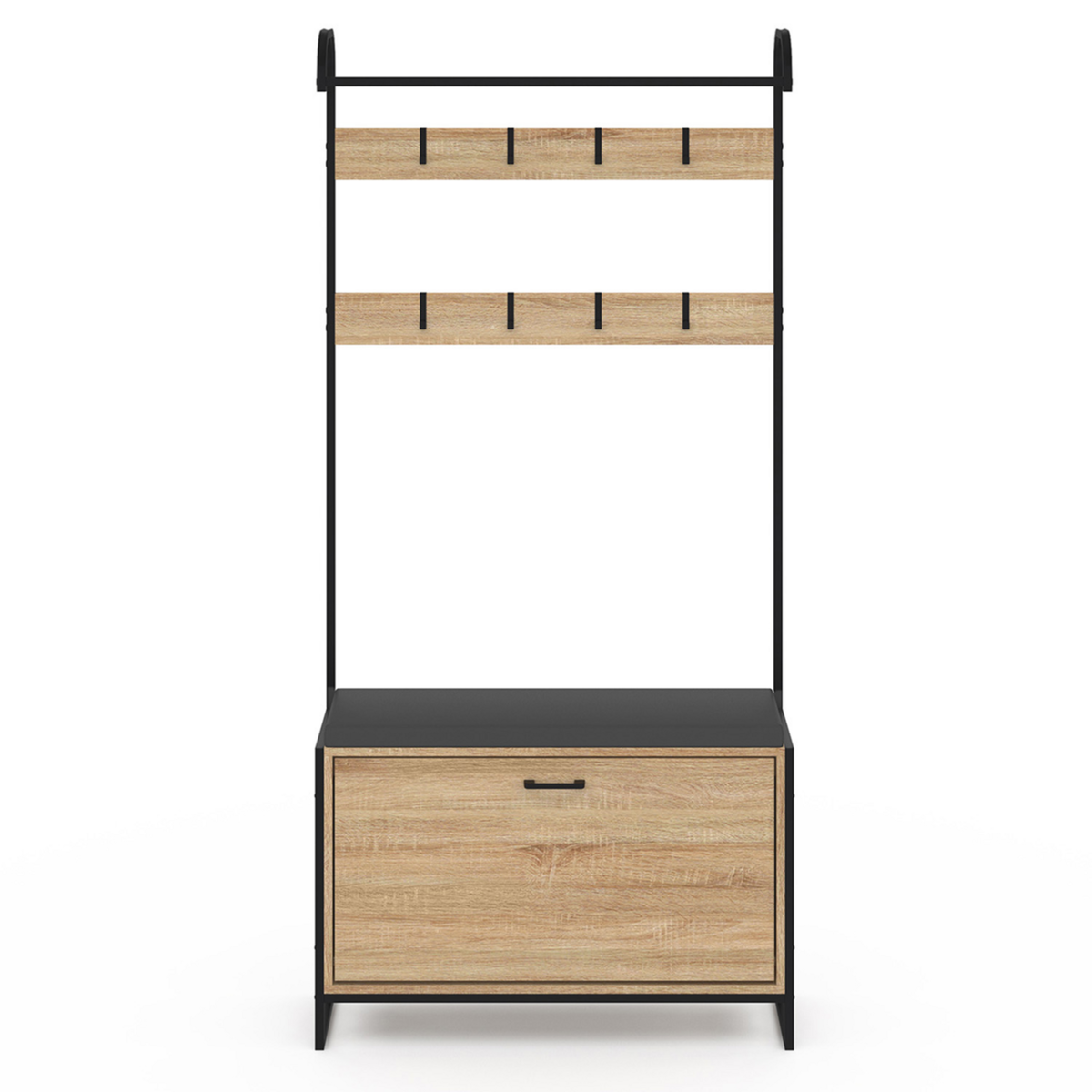 ID MARKET Vestiaire d'entrée LUIS avec banc et meuble à chaussures 1 porte design industriel