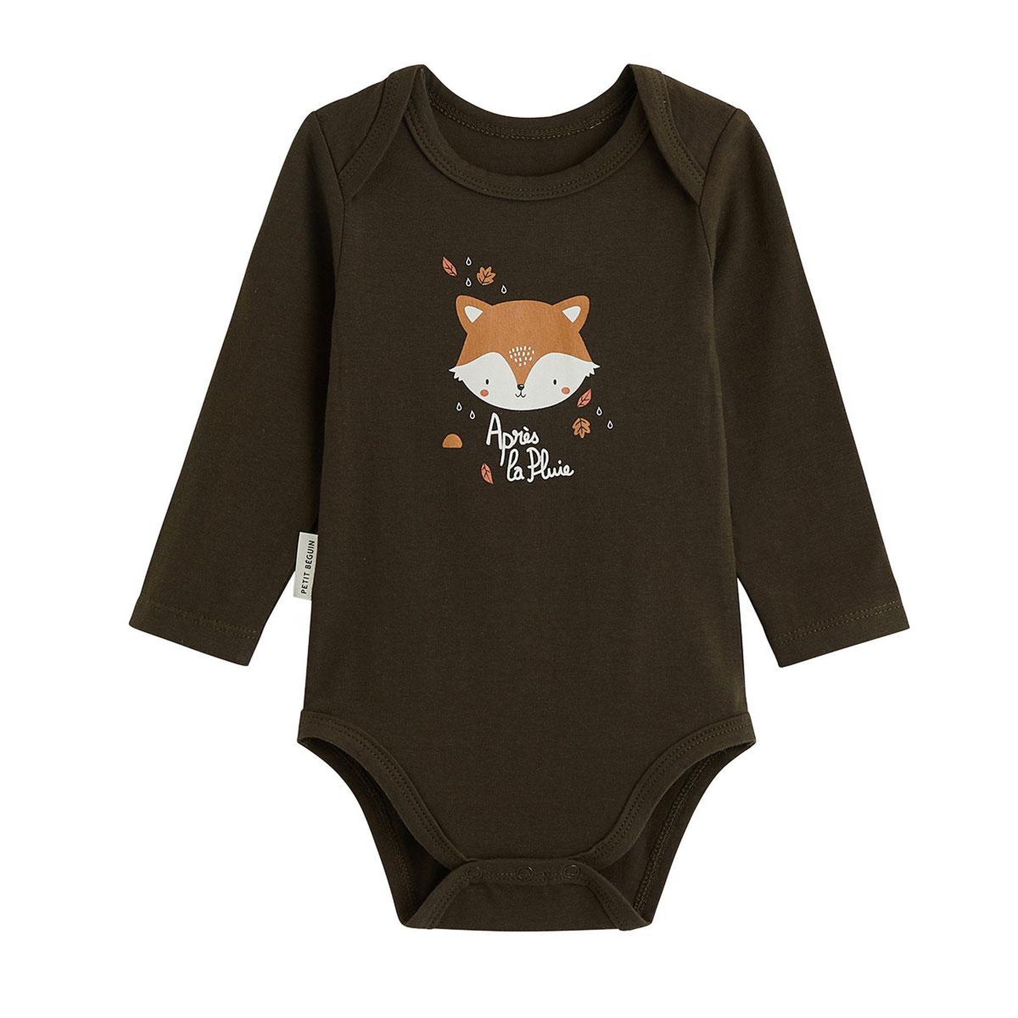 Voir la diapositive 4 : PETIT BEGUIN Lot de 3 bodies bébé manches longues ginkgo