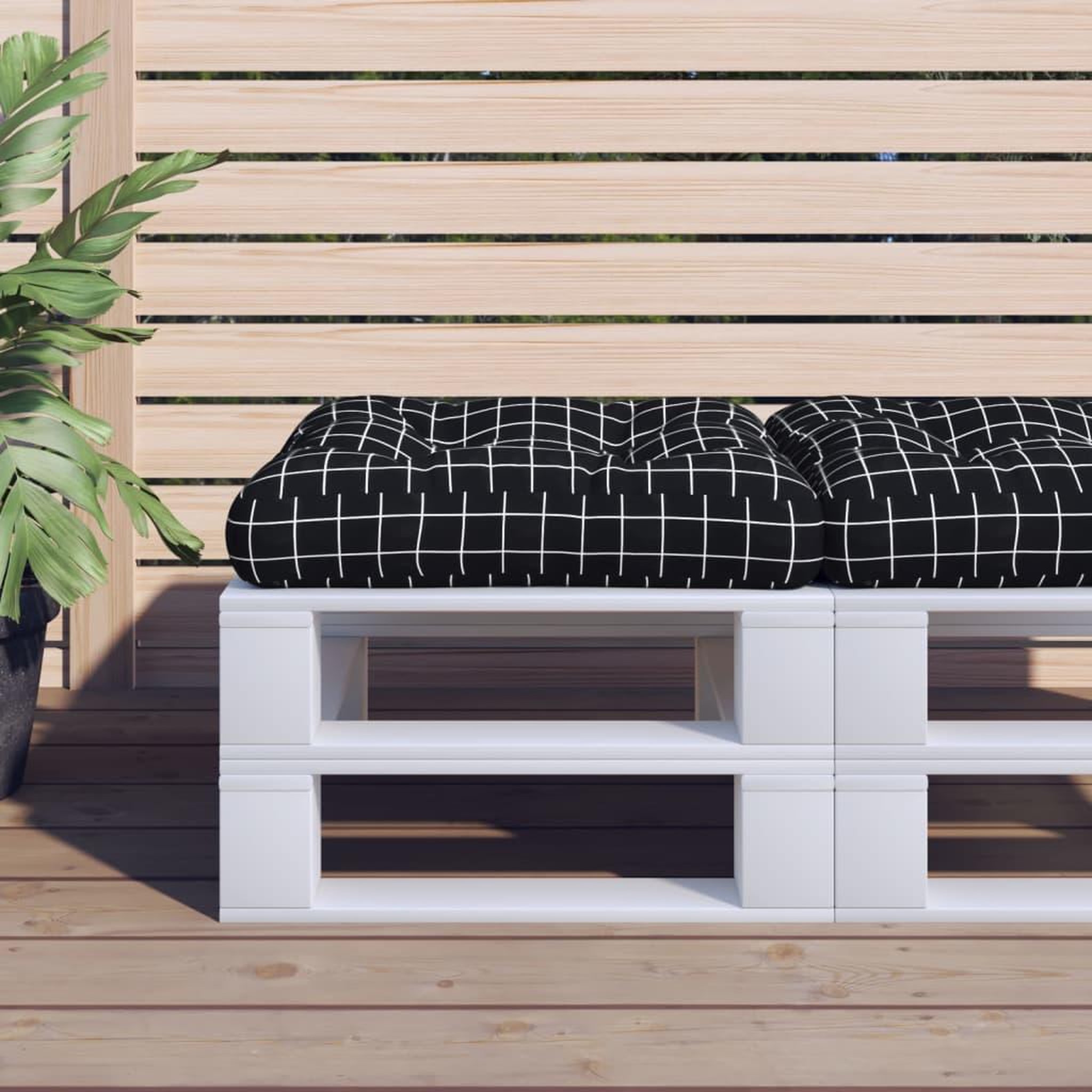 VIDAXL Coussin de palette motif a carreaux noir 50x50x12 cm tissu
