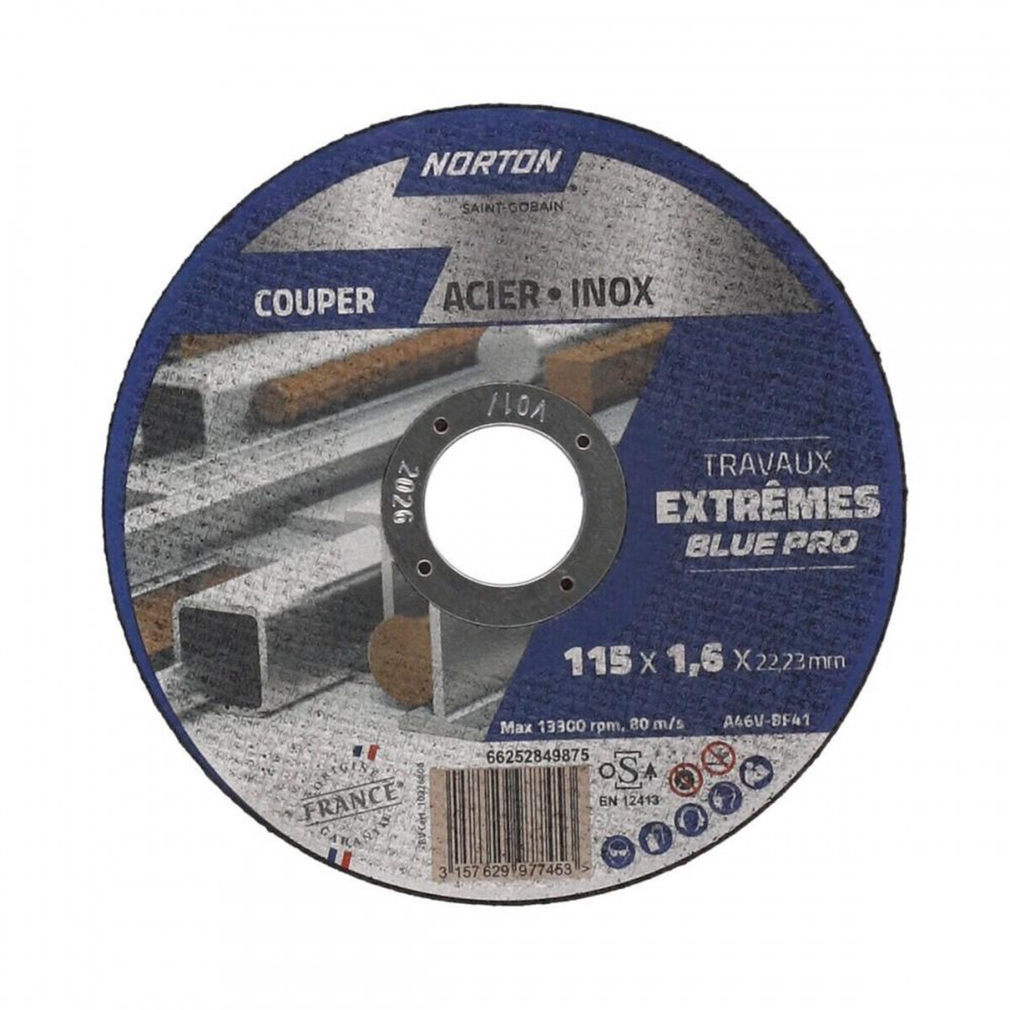 Norton Lot de 4+1 disques 115x1,6 acier/inox extreme