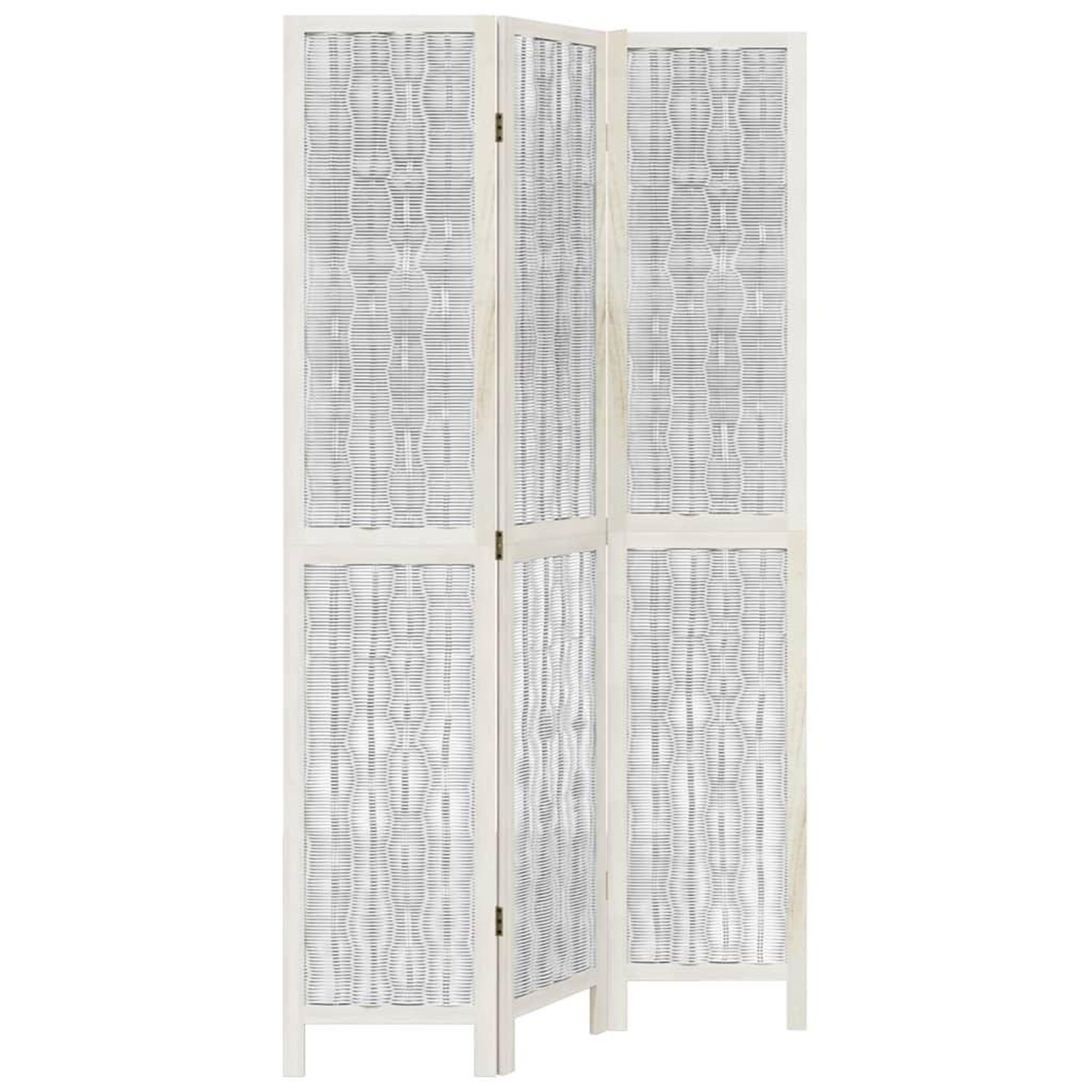 Voir la diapositive 2 : VIDAXL Cloison de separation 3 panneaux blanc bois de paulownia massif